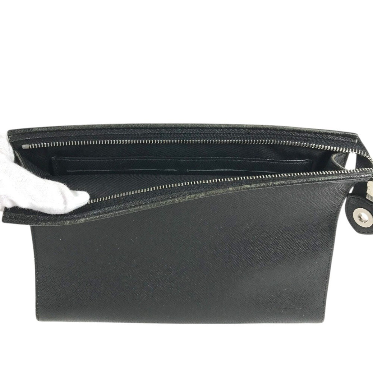 Louis Vuitton Ardoise Black Taiga Leather Clutch Bag Pochette Pouch (Pre-Owned)