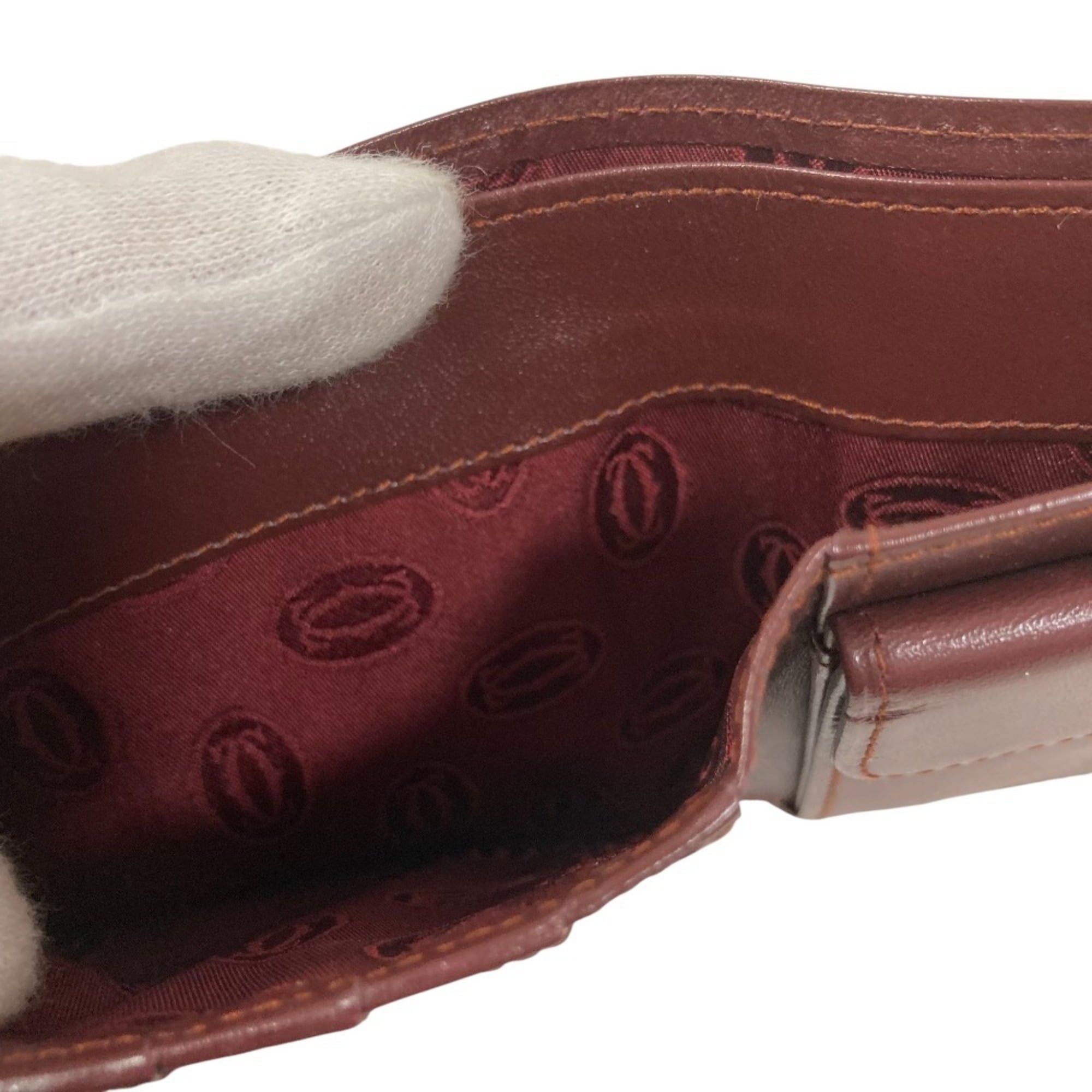 Cartier Must Bordeaux Leather Wallet (Bi-Fold) (Pre-Owned)