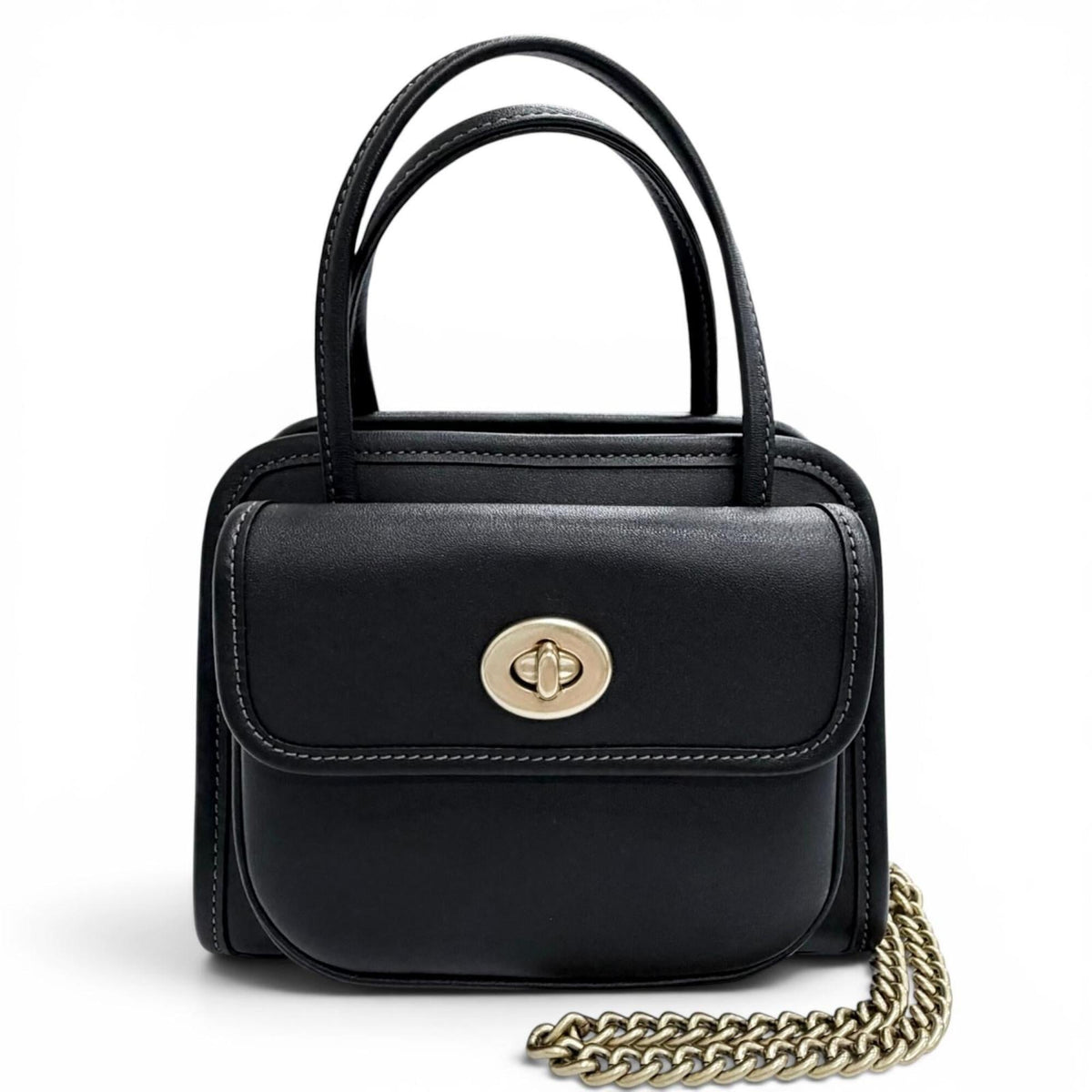 Coach Black Leather Shoulder Bag Tote Bag (Pre-Owned)