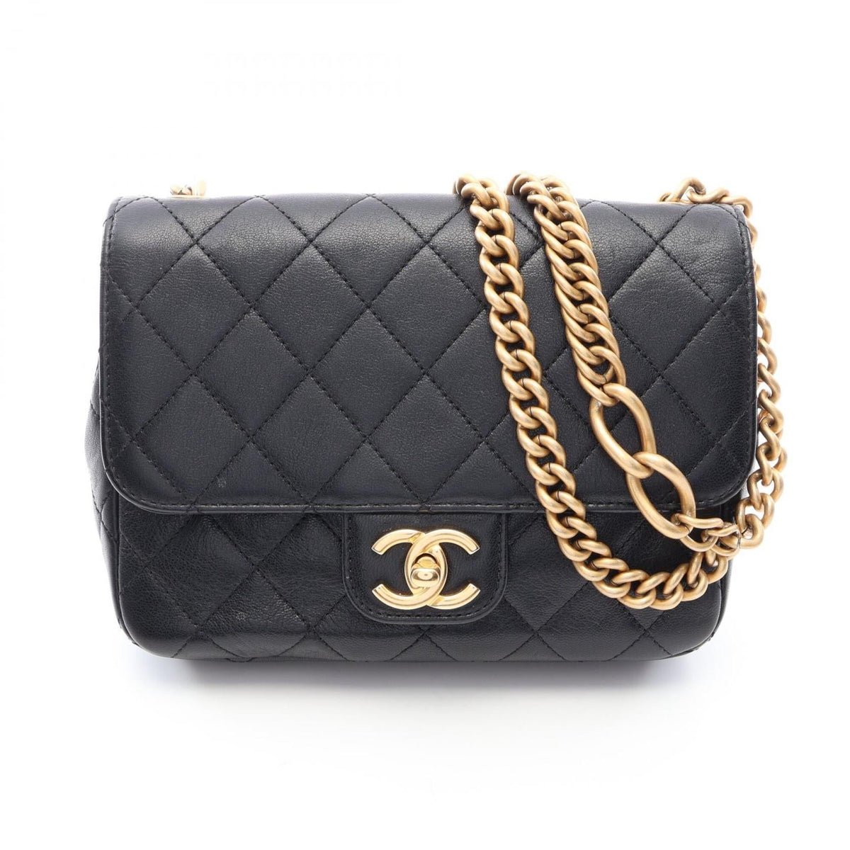 Chanel Black Leather Handbag Shoulder Bag (Pre-Owned)