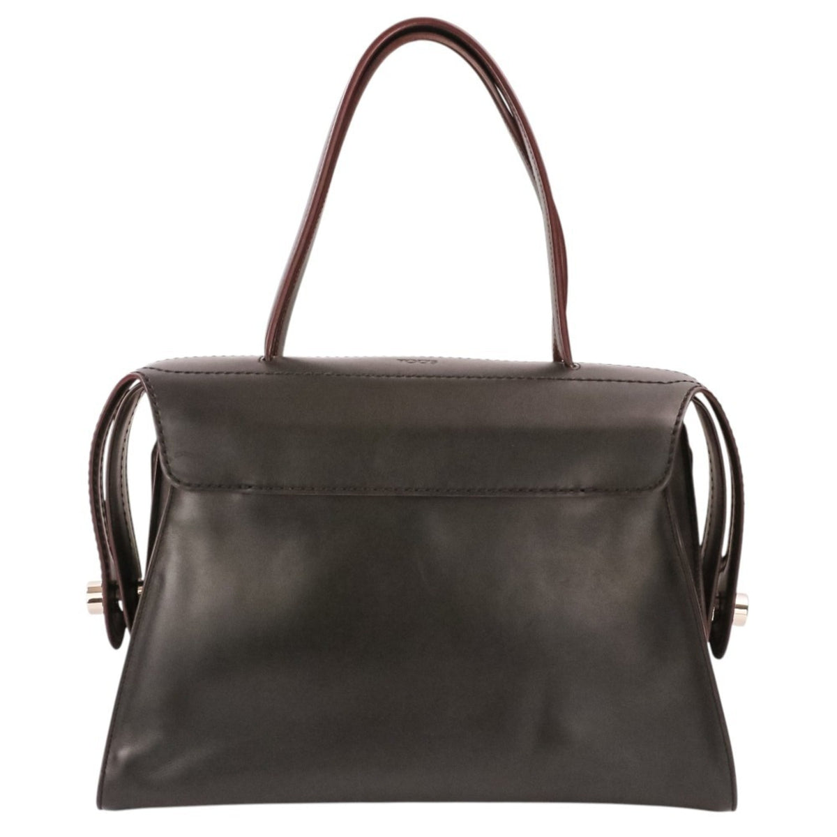 Tod's Black Leather Boston Bag Handbag (Pre-Owned)