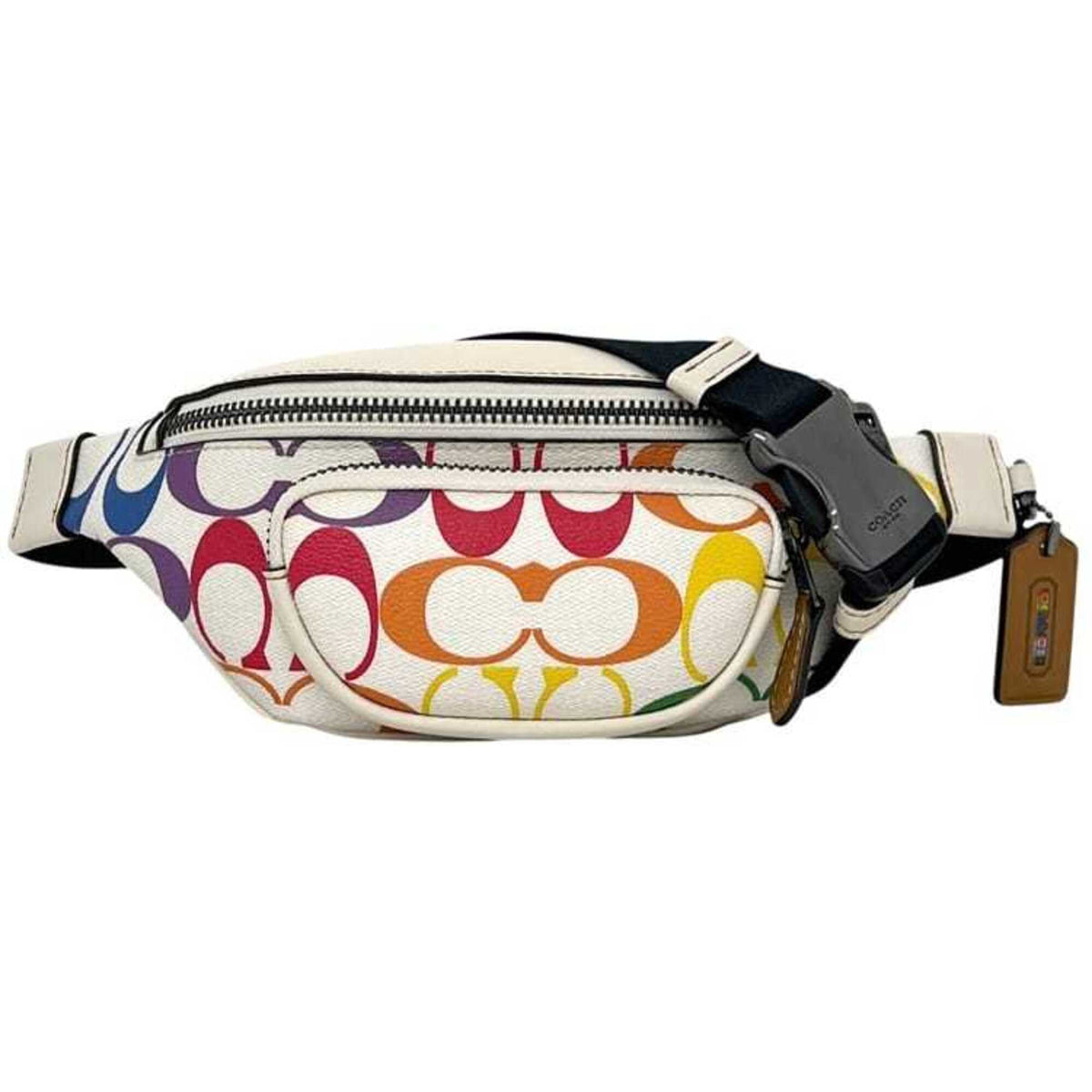 Coach Signature Multi-Color White Pvc Leather Sling Bag (Pre-Owned)