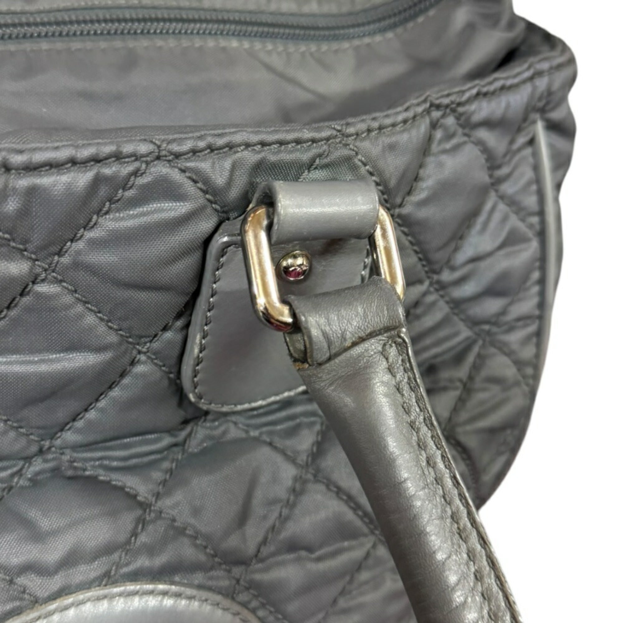 Chanel Gray Nylon Leather Tote Bag (Pre-Owned)