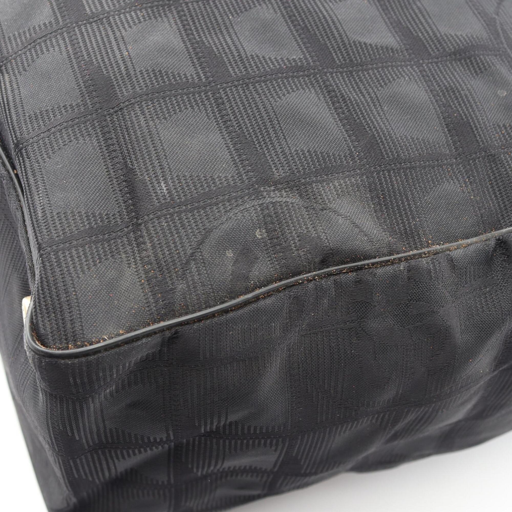 Chanel Black Leather Nylon Canvas Handbag Tote Bag (Pre-Owned)