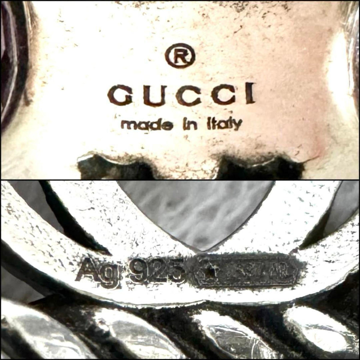 Gucci Silver Rhinestone Silver 925 Band Ring (Pre-Owned)