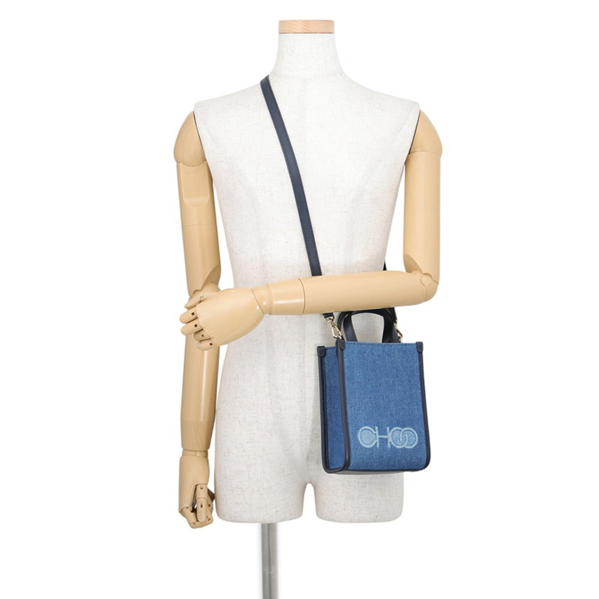 Jimmy Choo Blue Navy Canvas Leather Handbag Shoulder Bag (Pre-Owned)