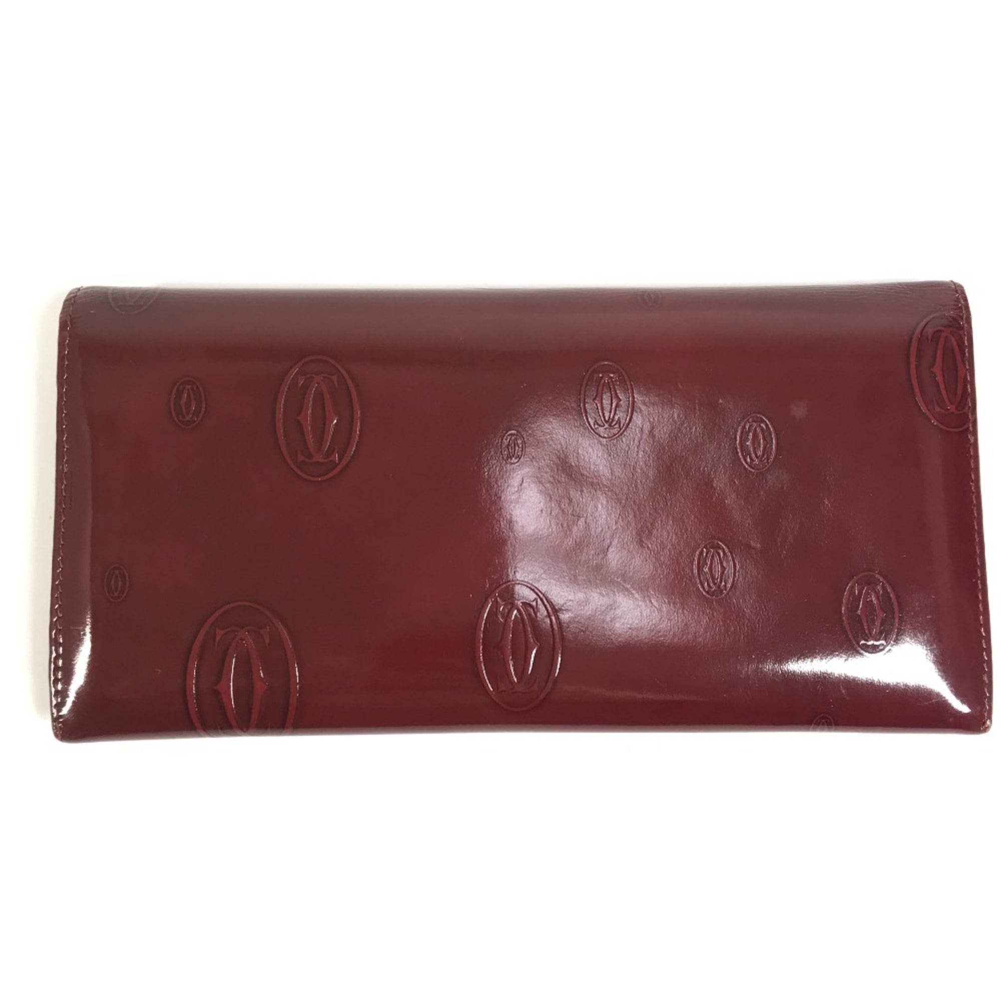 Cartier Red Color Patent Leather Long Wallet (Bi-Fold) (Pre-Owned)