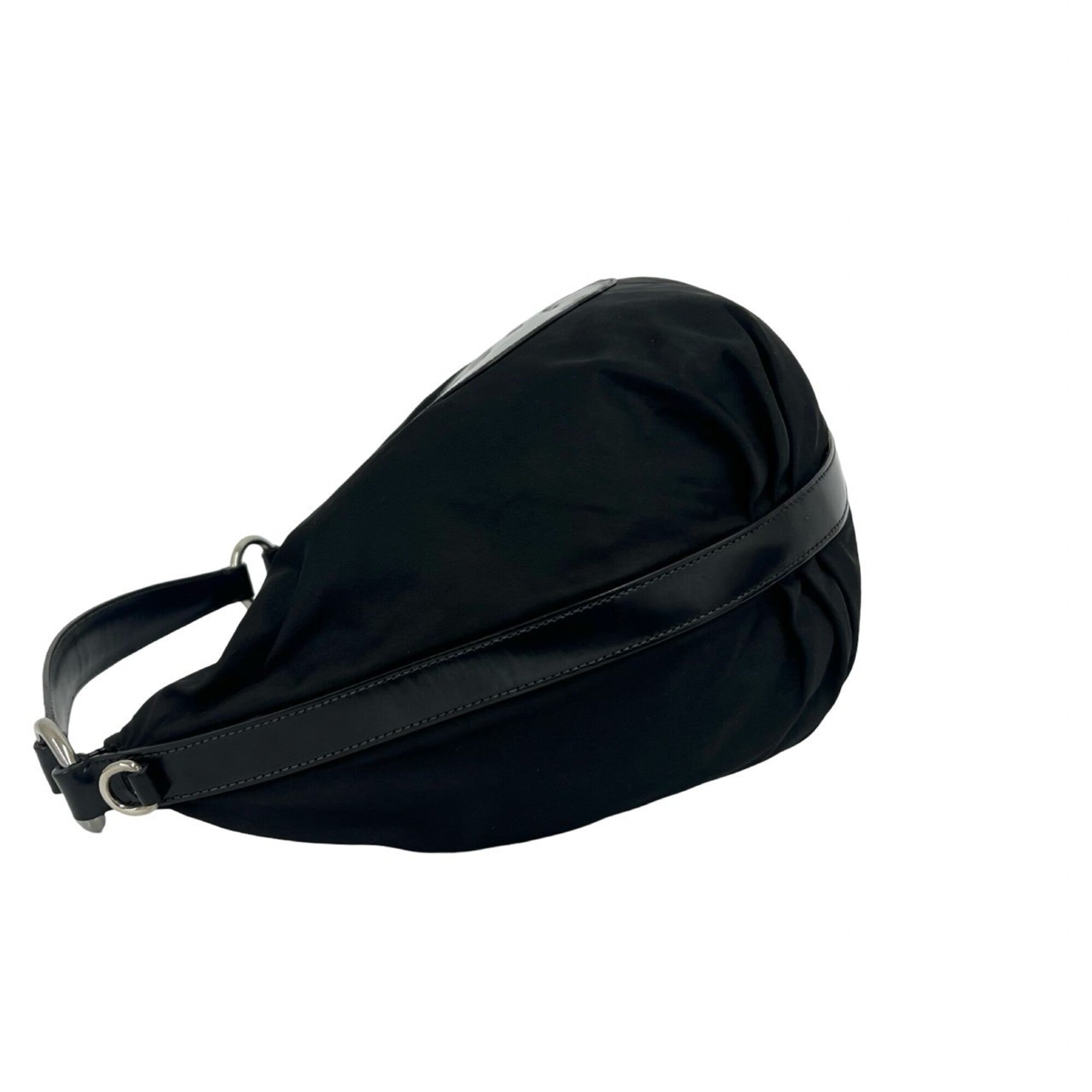 Prada Black Nylon Leather Shoulder Bag Tote Bag (Pre-Owned)