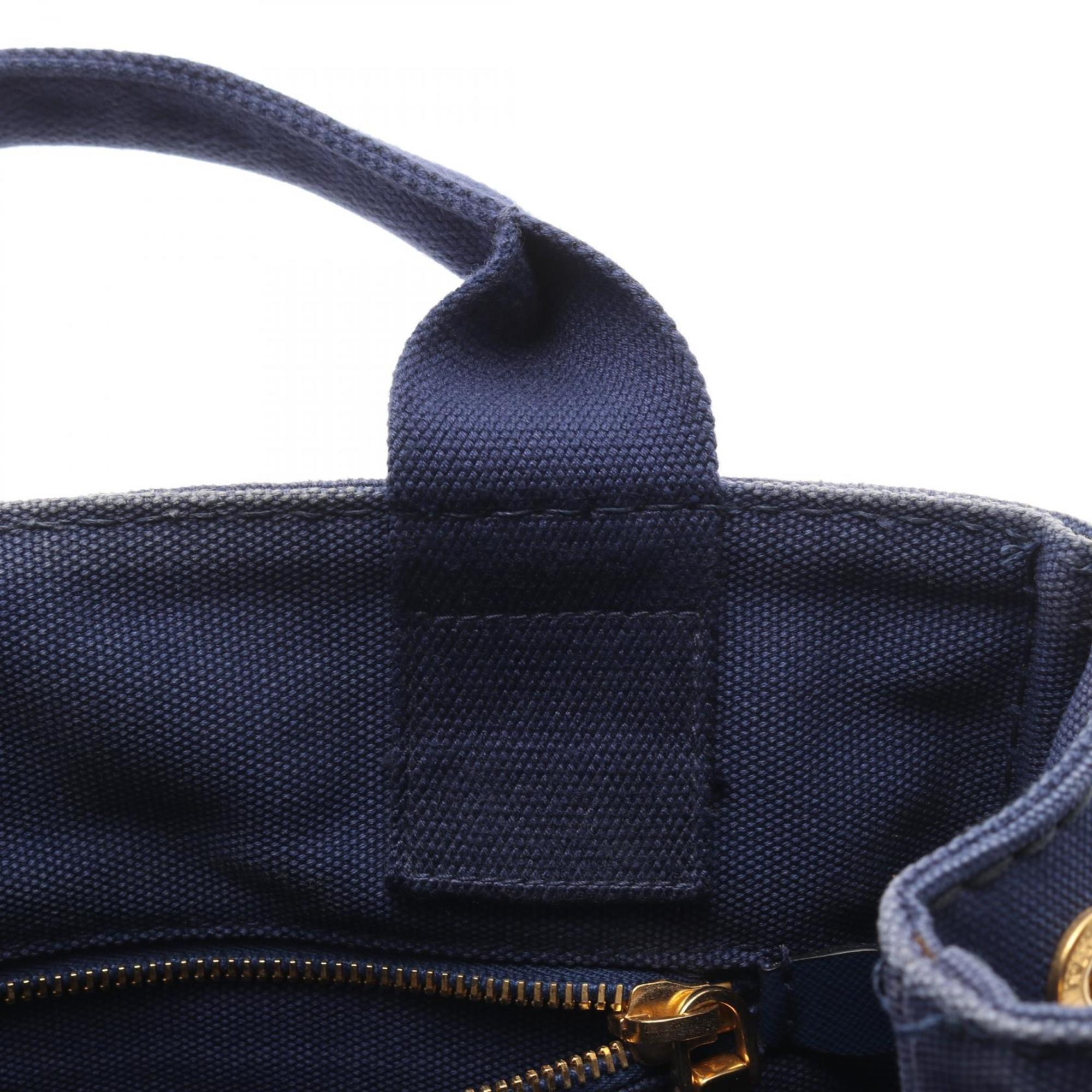 Prada Blue Canvas Handbag Tote Bag (Pre-Owned)