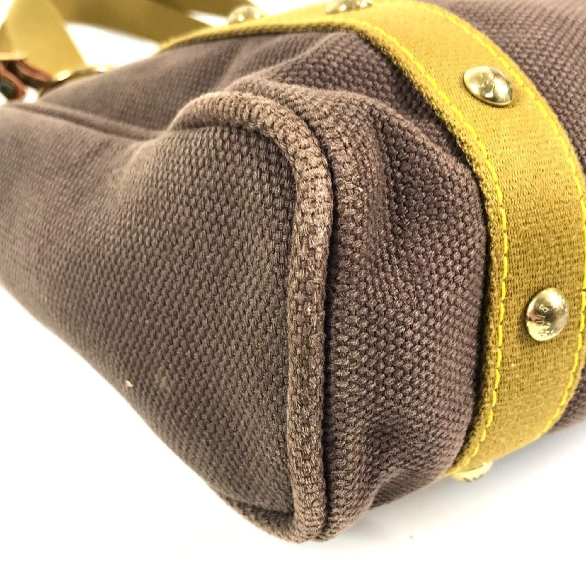Louis Vuitton Brown Canvas Leather Shoulder Bag Tote Bag (Pre-Owned)