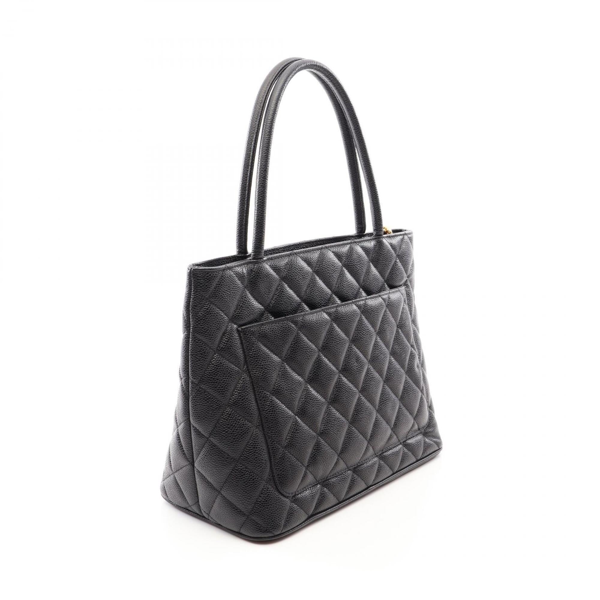 Chanel Black Grained Calfskin Handbag Tote Bag (Pre-Owned)