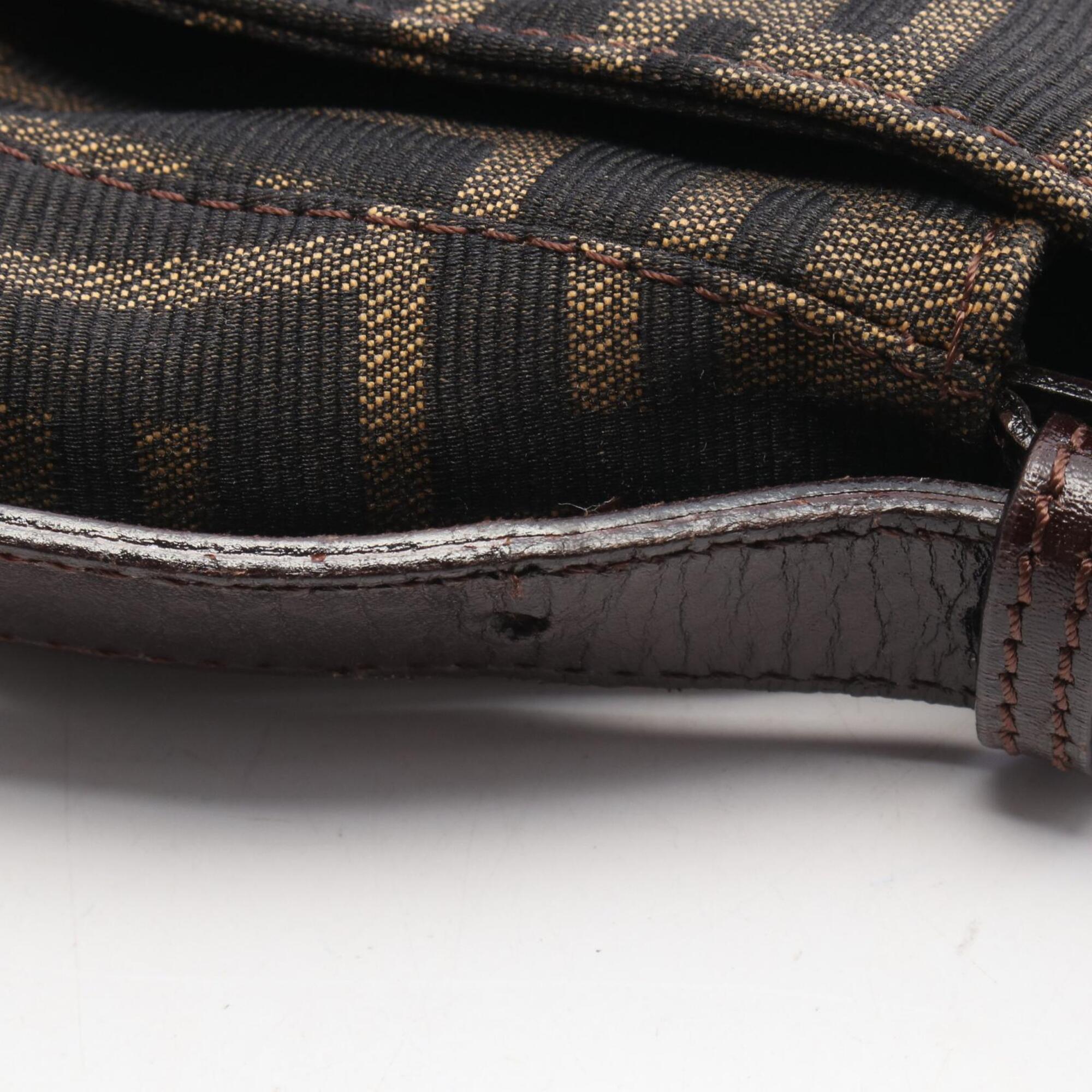 Fendi Brown Canvas Leather Handbag (Pre-Owned)
