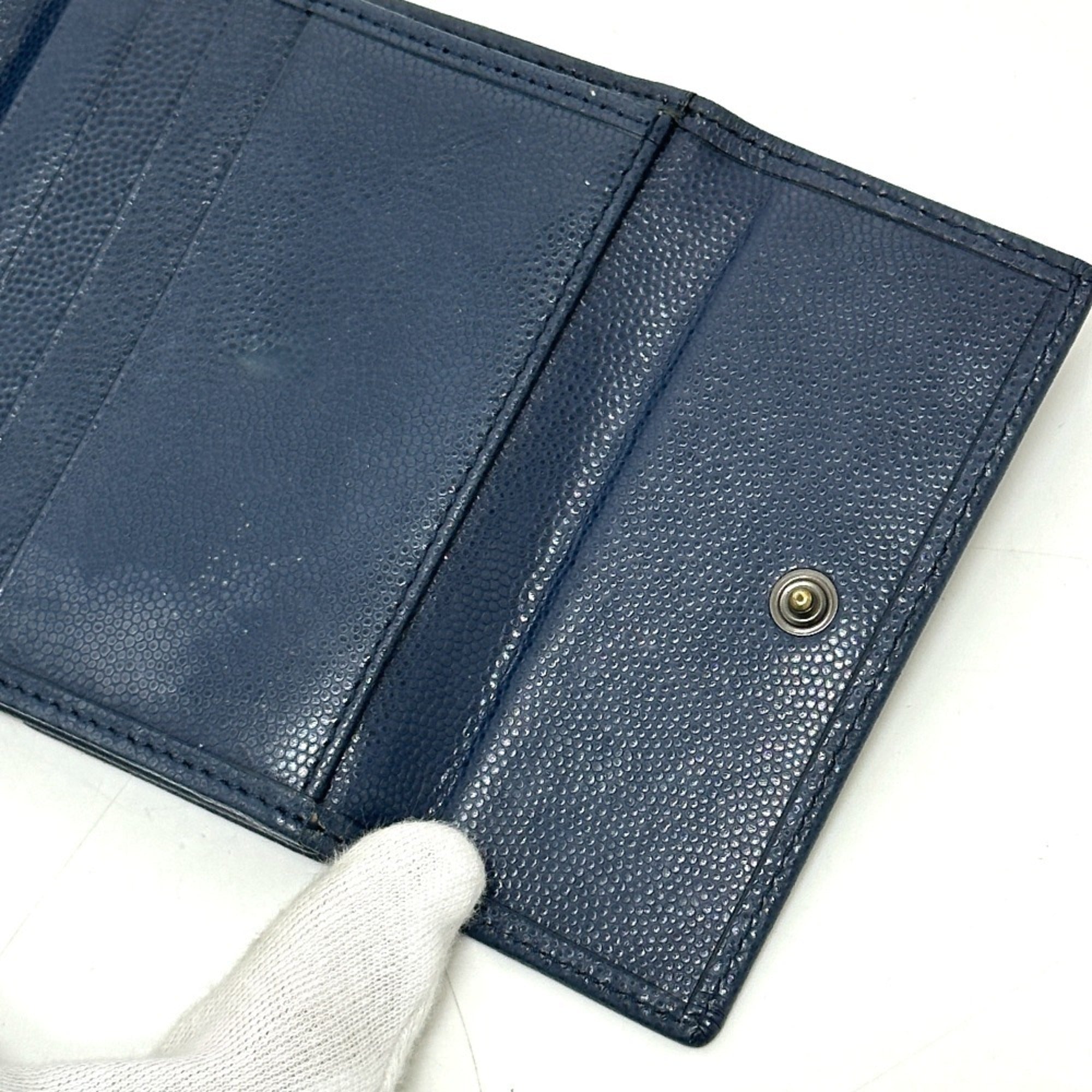 Christian Dior Navy Leather Wallet (Bi-Fold) (Pre-Owned)