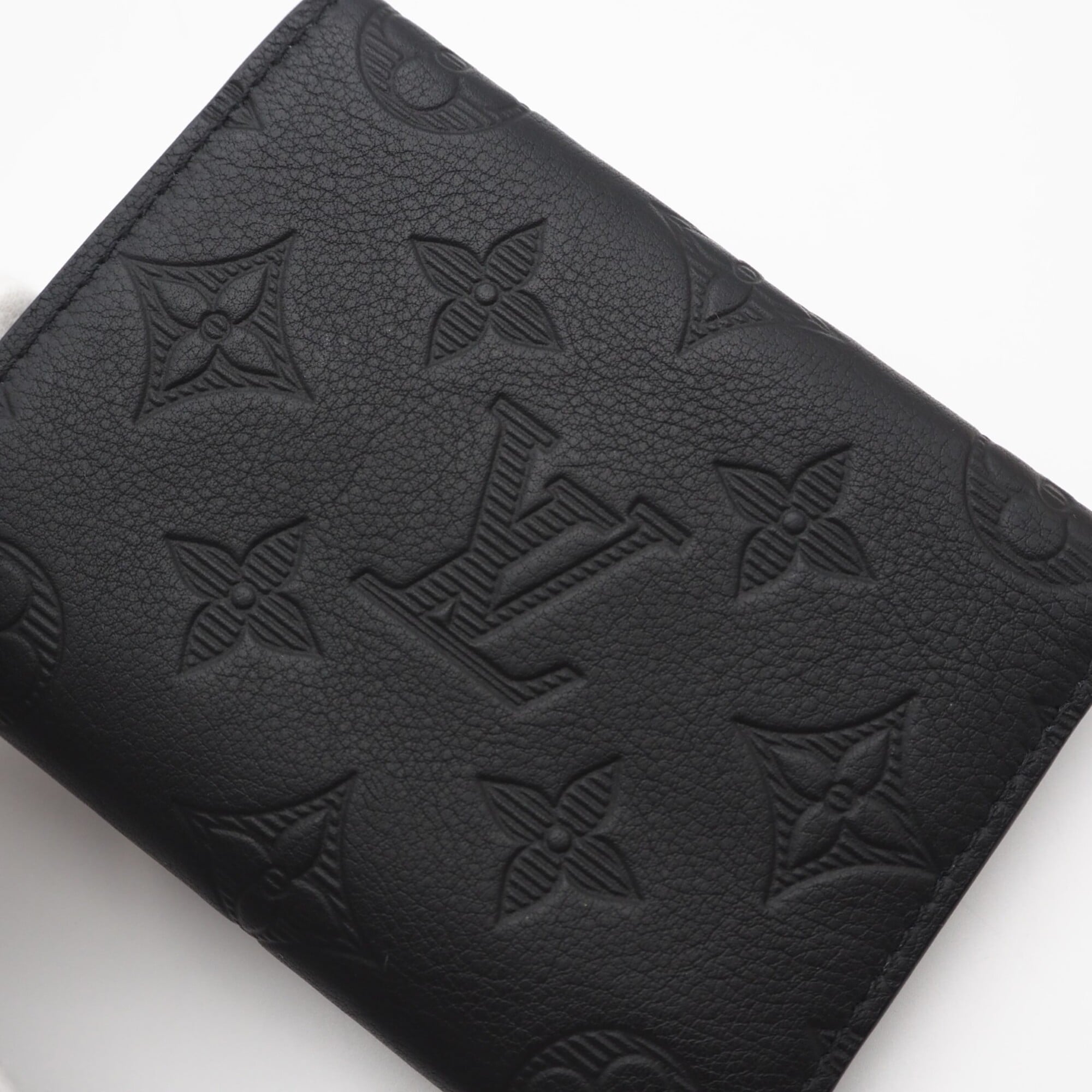 Louis Vuitton Monogram Shadow Black Leather Wallet (Tri-Fold) (Pre-Owned)
