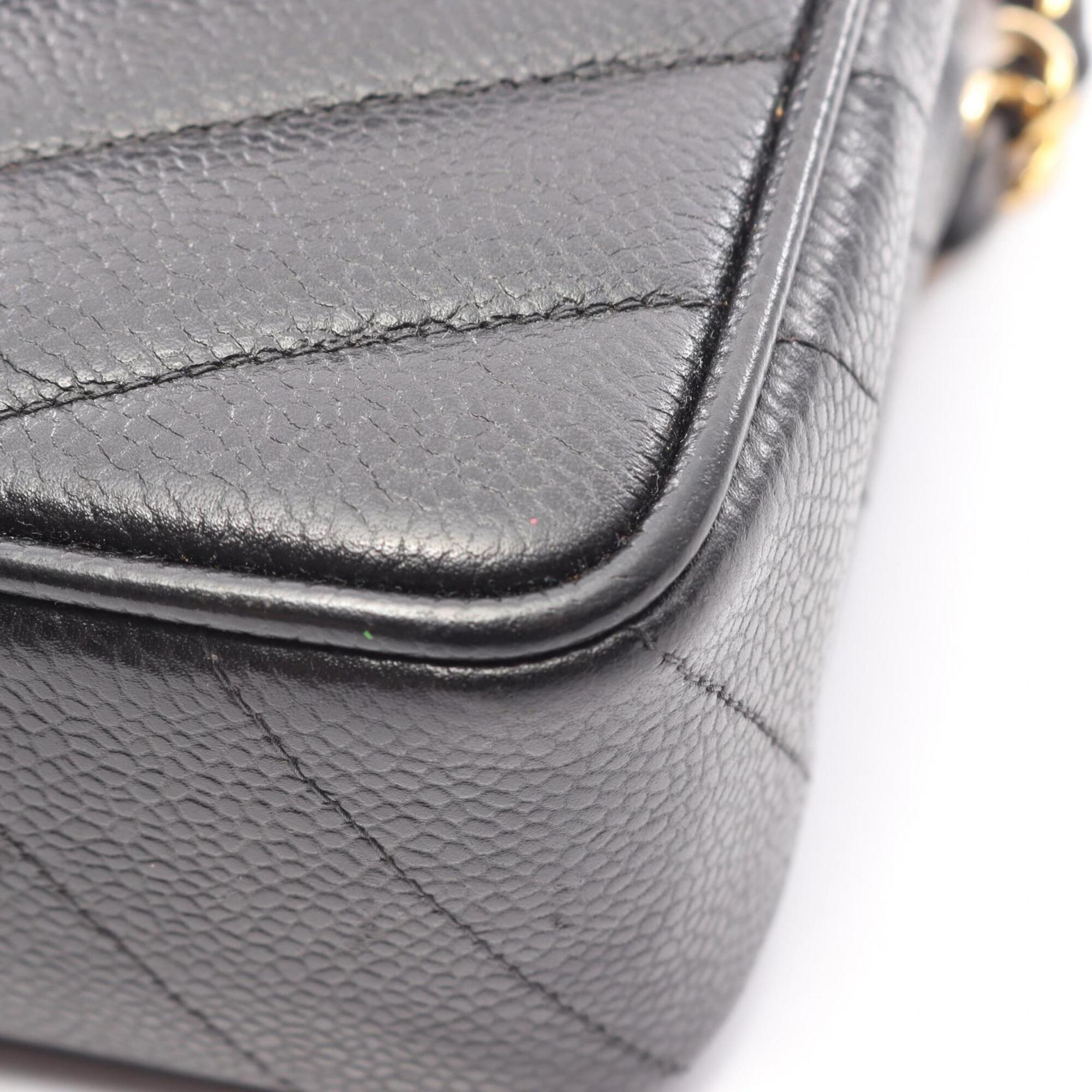 Chanel Black Leather Handbag Shoulder Bag (Pre-Owned)