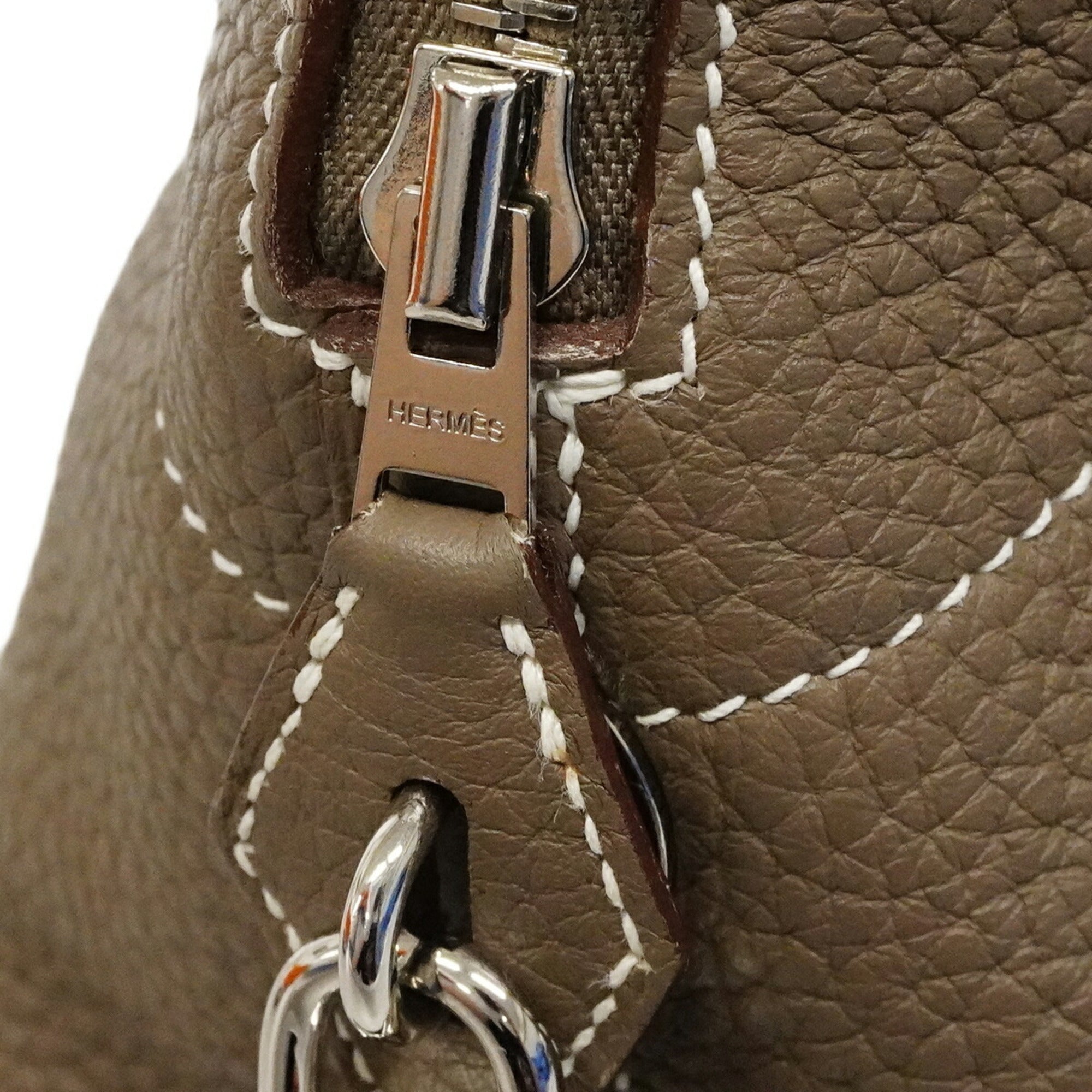 Hermes Etoupe Gray Taurillon Clemence Leather Handbag (Pre-Owned)