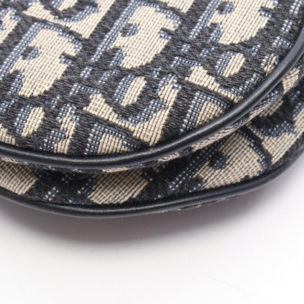 Christian Dior Beige Navy Canvas Leather Handbag Saddle Bag (Pre-Owned)