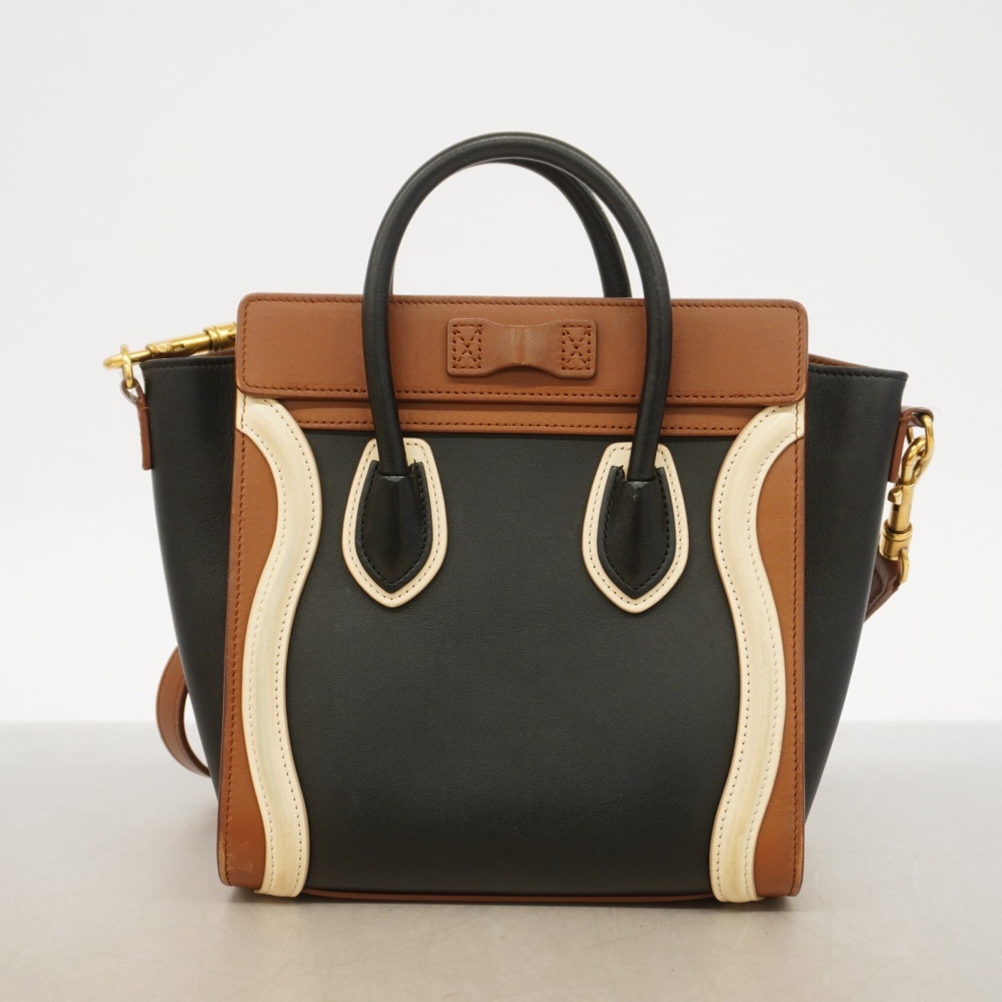 Celine Black Brown Leather Handbag (Pre-Owned)