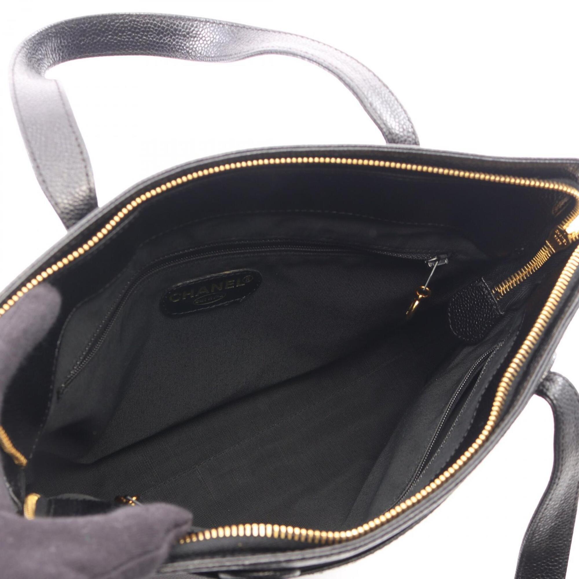 Chanel Black Grained Calfskin Handbag Tote Bag (Pre-Owned)