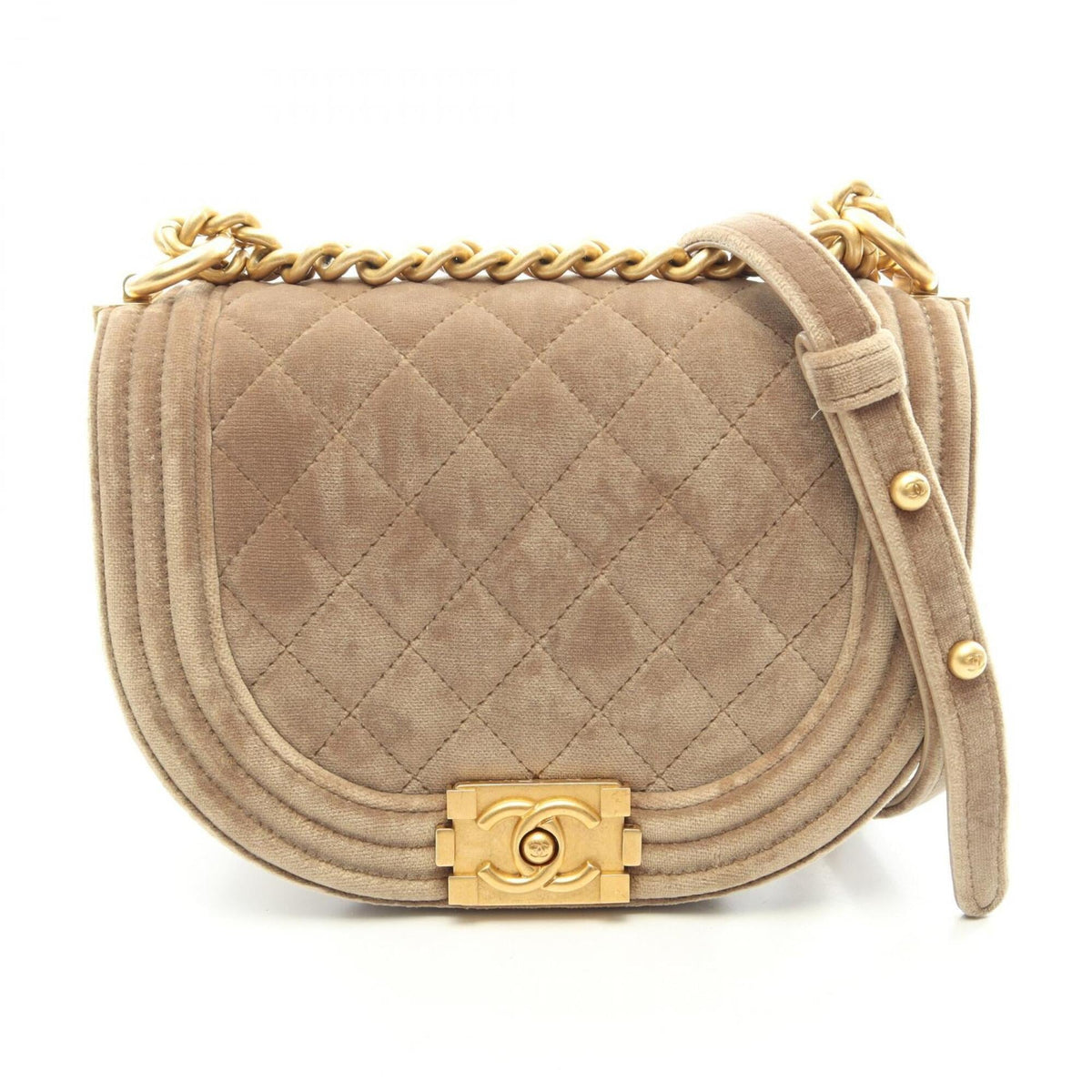 Chanel Khaki Fabric Handbag Shoulder Bag (Pre-Owned)