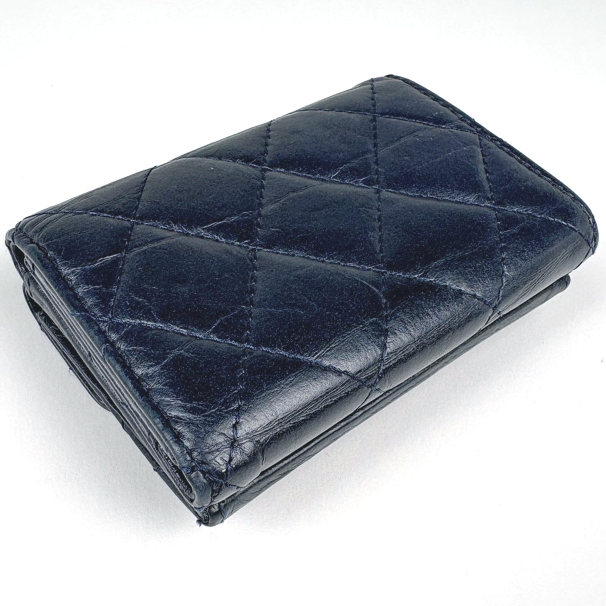 Chanel Navy Leather Wallet (Tri-Fold) (Pre-Owned)