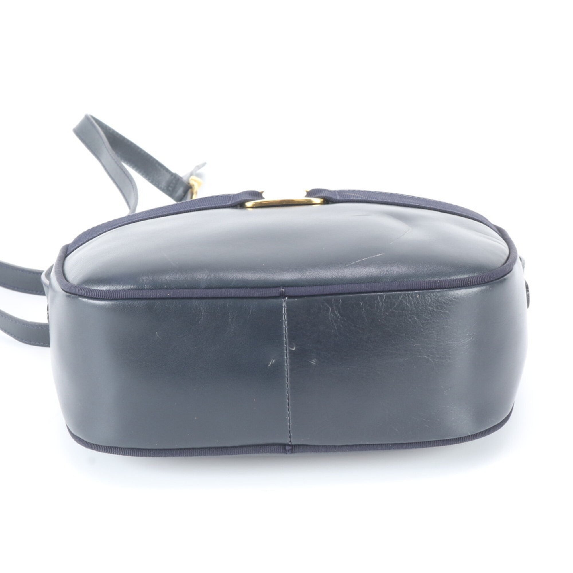 Salvatore Ferragamo Navy Leather Handbag Shoulder Bag Tote Bag (Pre-Owned)