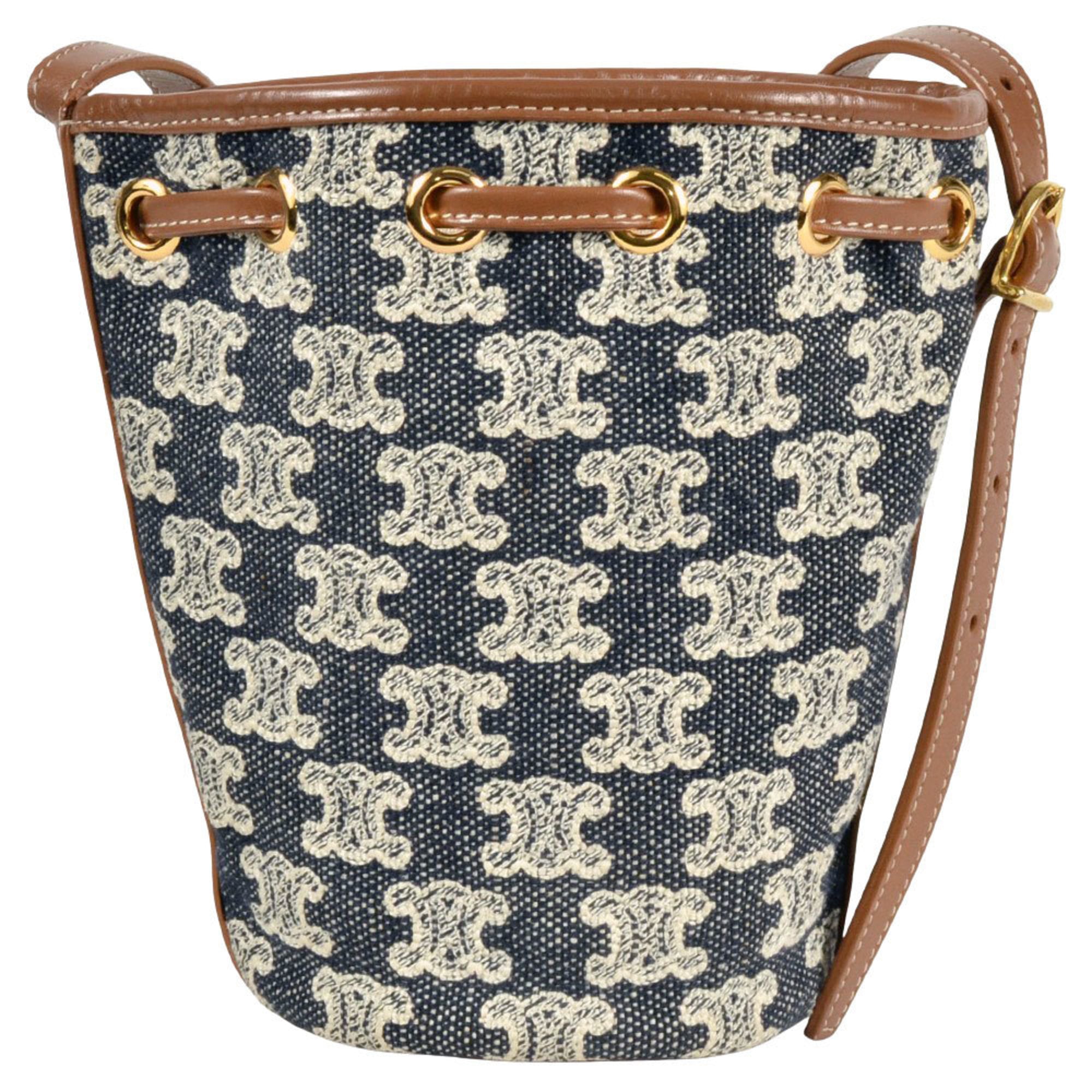 Celine Navy Canvas Shoulder Bag (Pre-Owned)