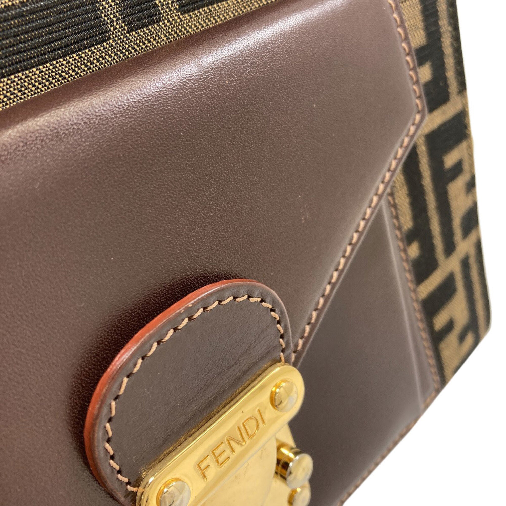 Fendi Brown Canvas Leather Handbag (Pre-Owned)