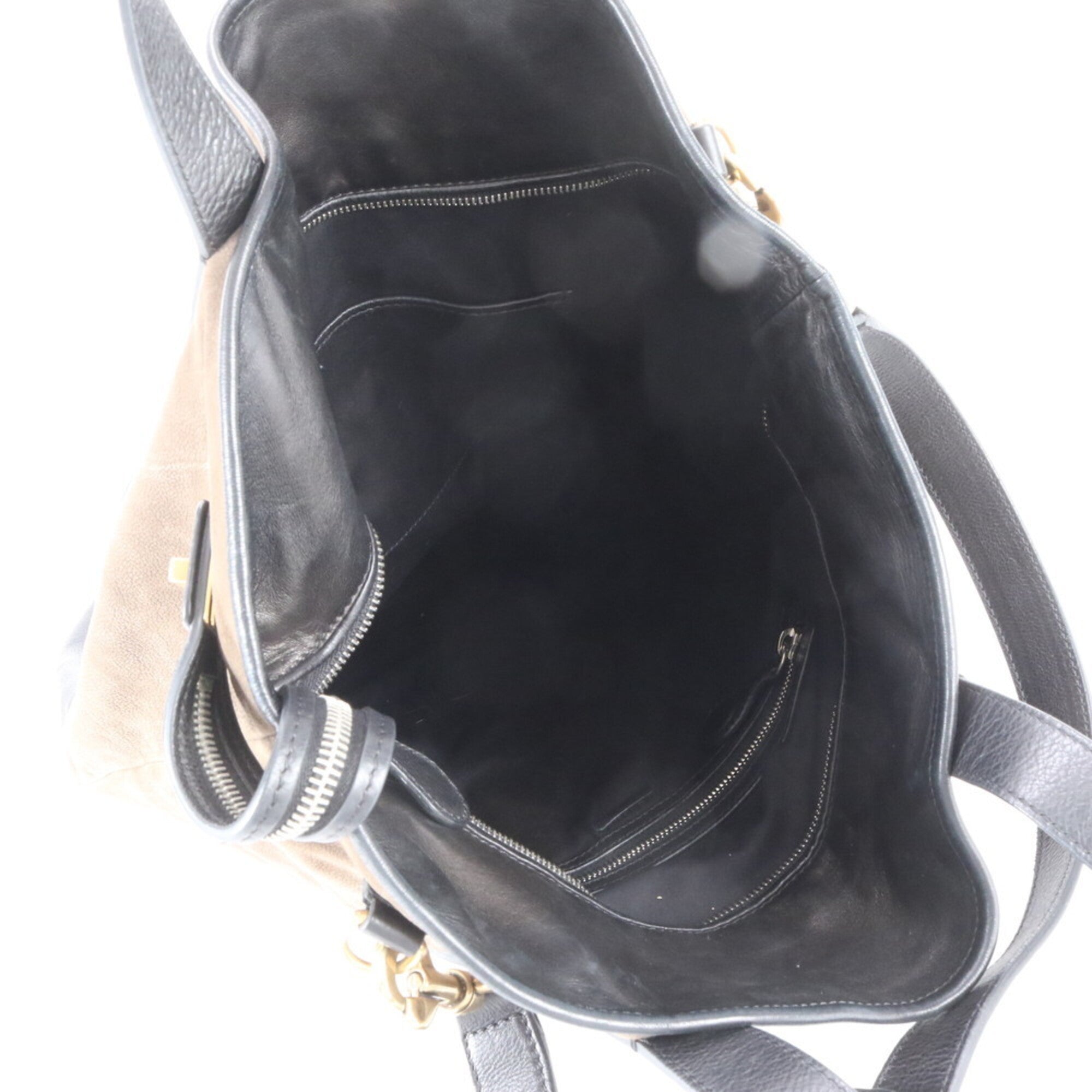 Celine Black Khaki Leather Shoulder Bag Tote Bag (Pre-Owned)