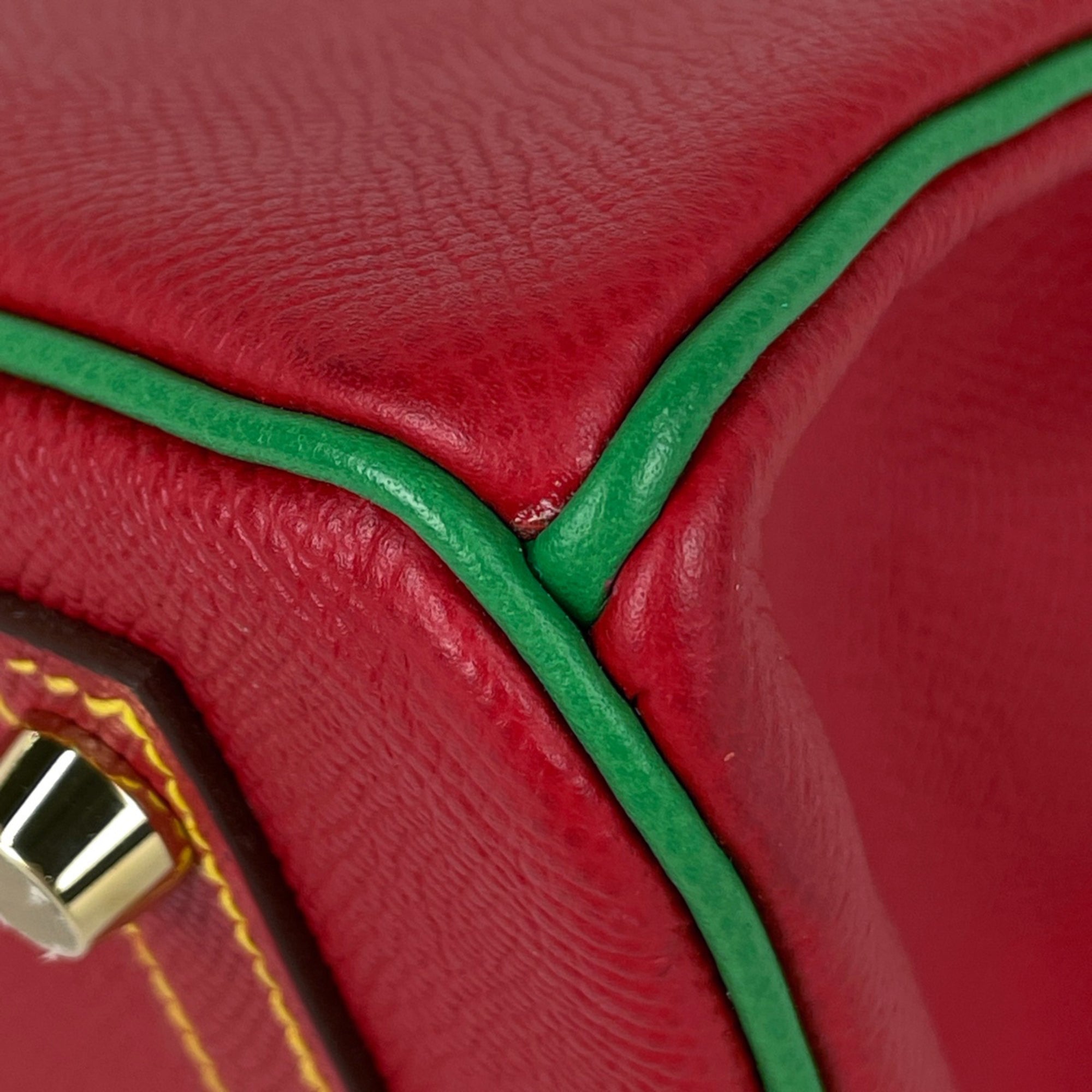 Hermes Birkin Bambou Green Rouge Casaque Epsom Leather Handbag (Pre-Owned)