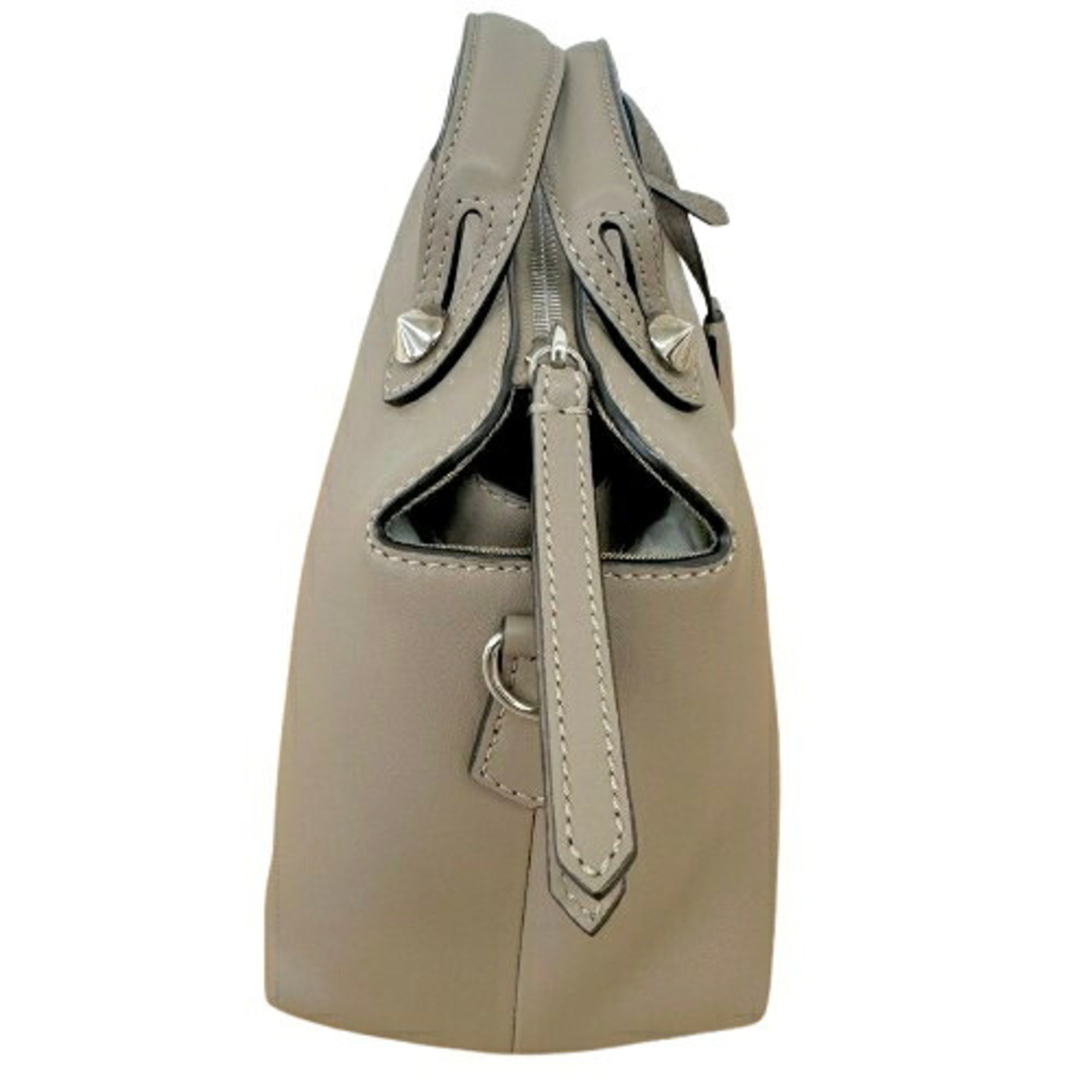 Fendi By The Way Light Gray Leather Handbag Shoulder Bag (Pre-Owned)