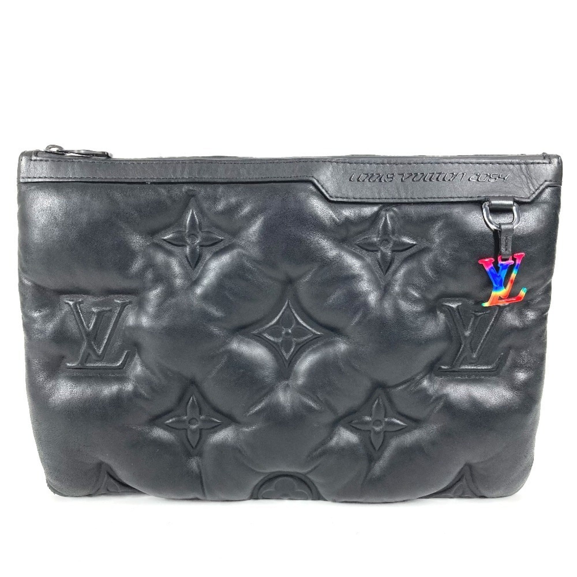 Louis Vuitton Black Noir Leather Clutch Bag Pochette Pouch (Pre-Owned)