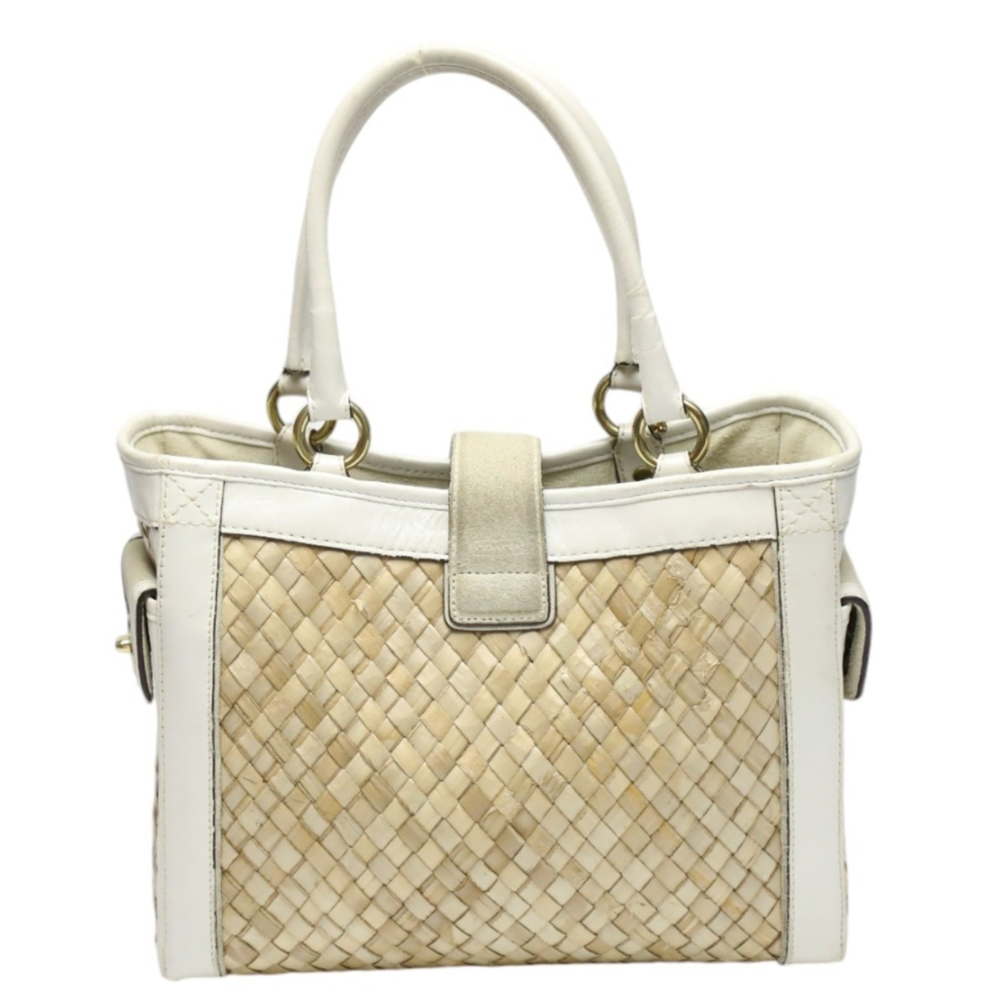 Coach White Leather Handbag Tote Bag (Pre-Owned)