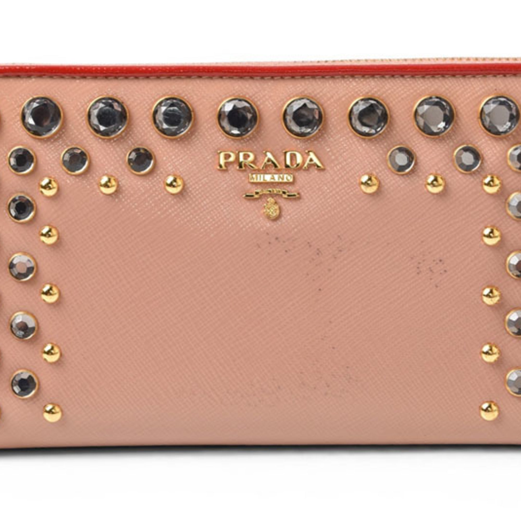 Prada Beige Rose Pink Beige Patent Leather Coin Purse/Coin Case (Pre-Owned)
