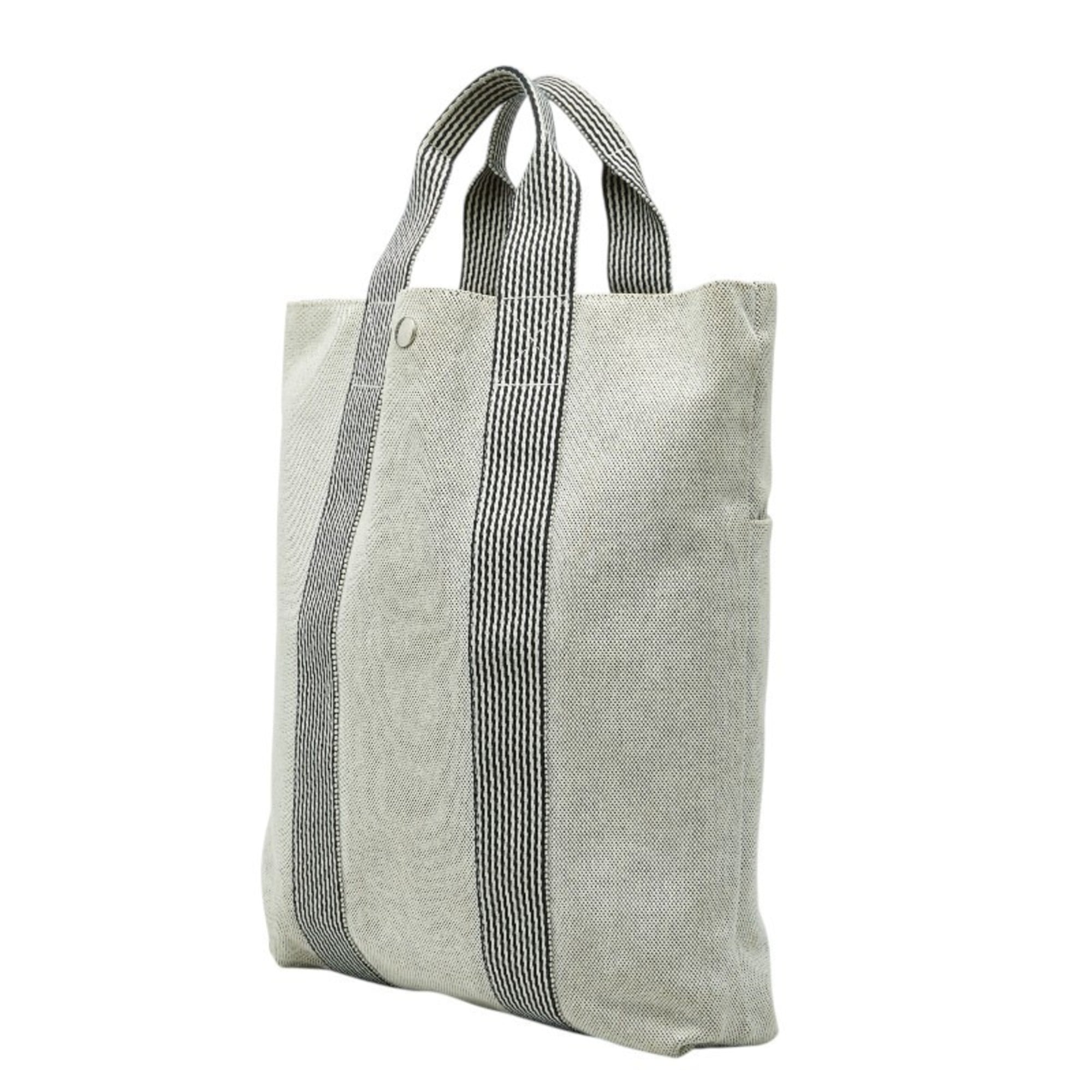 Hermes Gray Canvas Tote Bag (Pre-Owned)