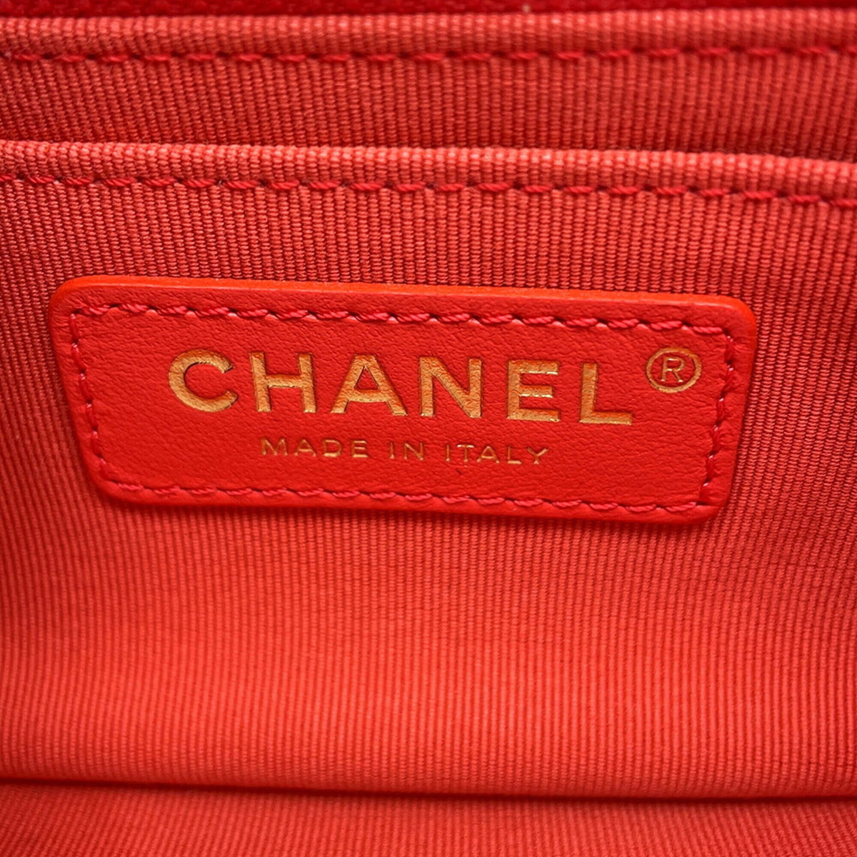 Chanel Coral Red Leather Handbag Shoulder Bag (Pre-Owned)