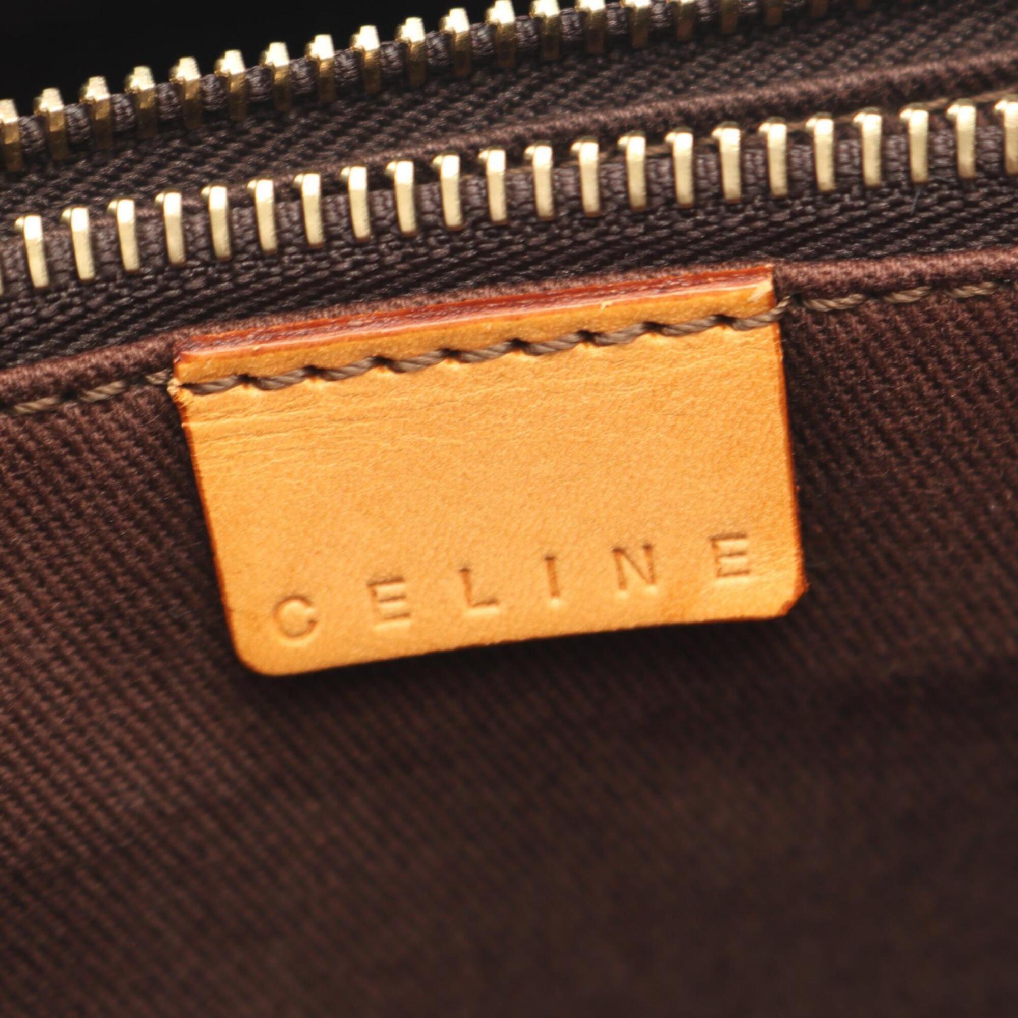 Celine Brown Coated Canvas Leather Handbag Tote Bag (Pre-Owned)