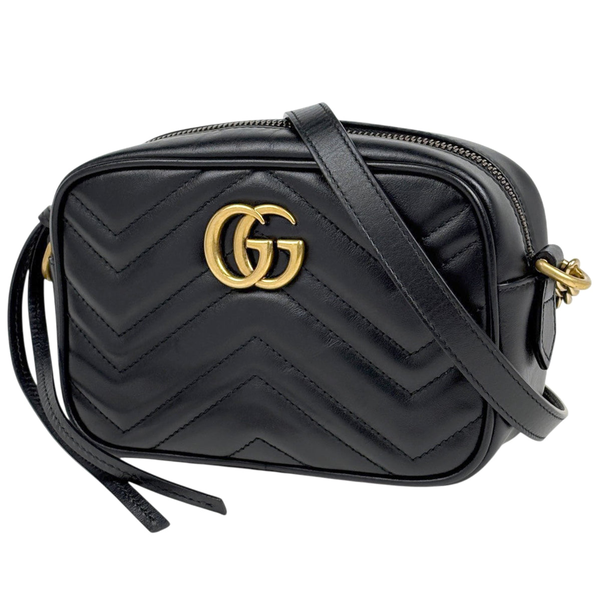 Gucci Gg Marmont Black Leather Shoulder Bag (Pre-Owned)