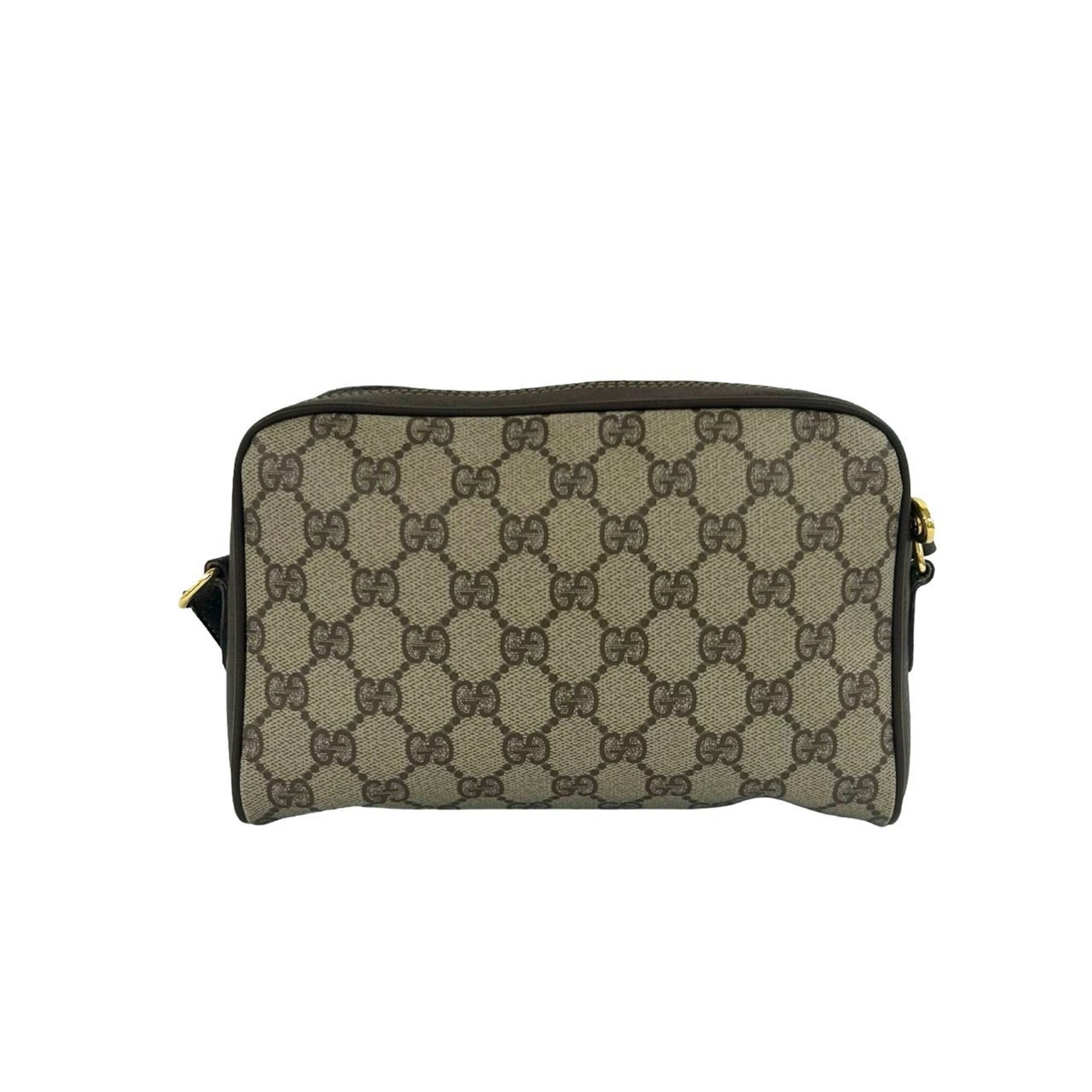 Gucci Brown Green Red Color Leather Pvc Shoulder Bag (Pre-Owned)