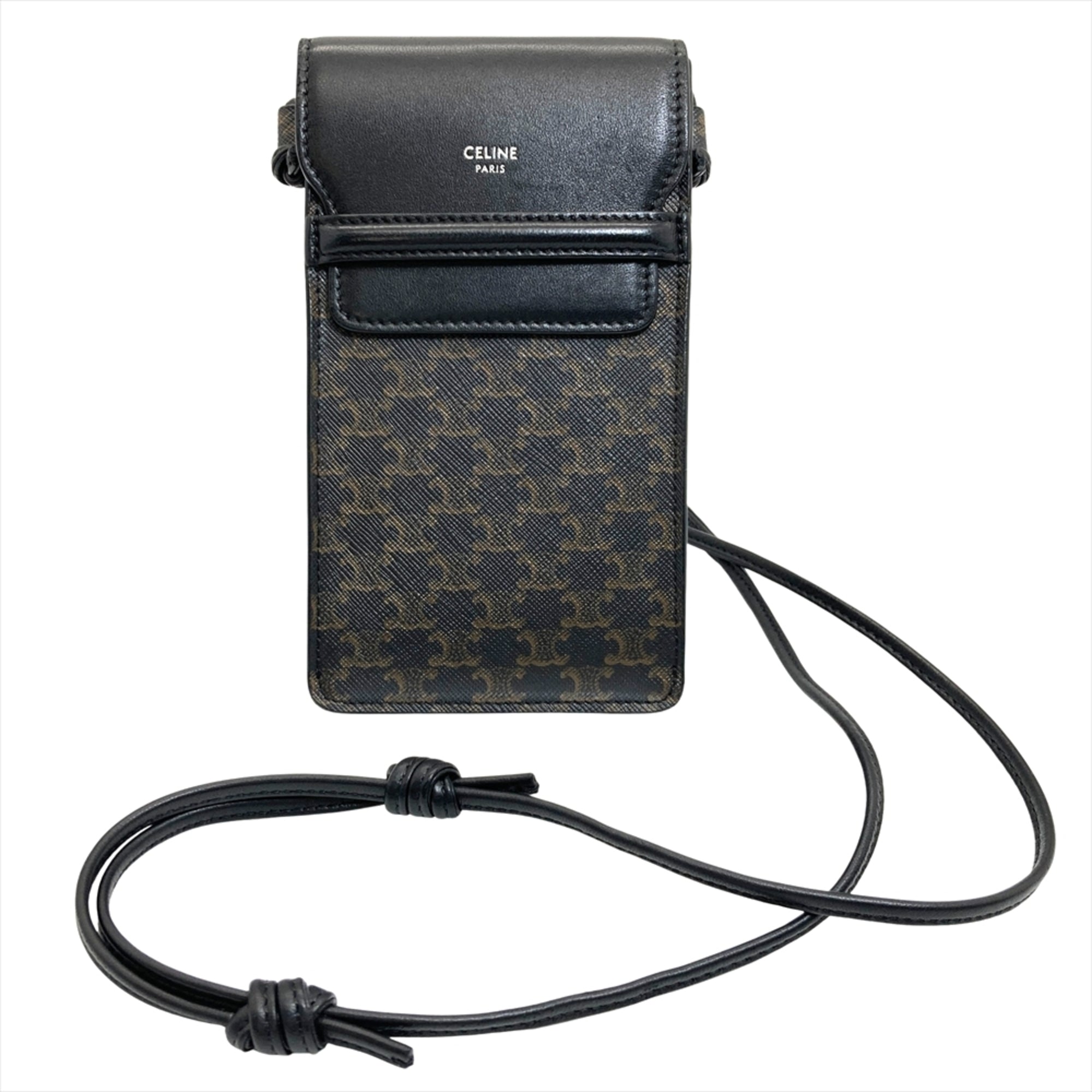 Celine Black Canvas Leather Pouch Shoulder Bag (Pre-Owned)