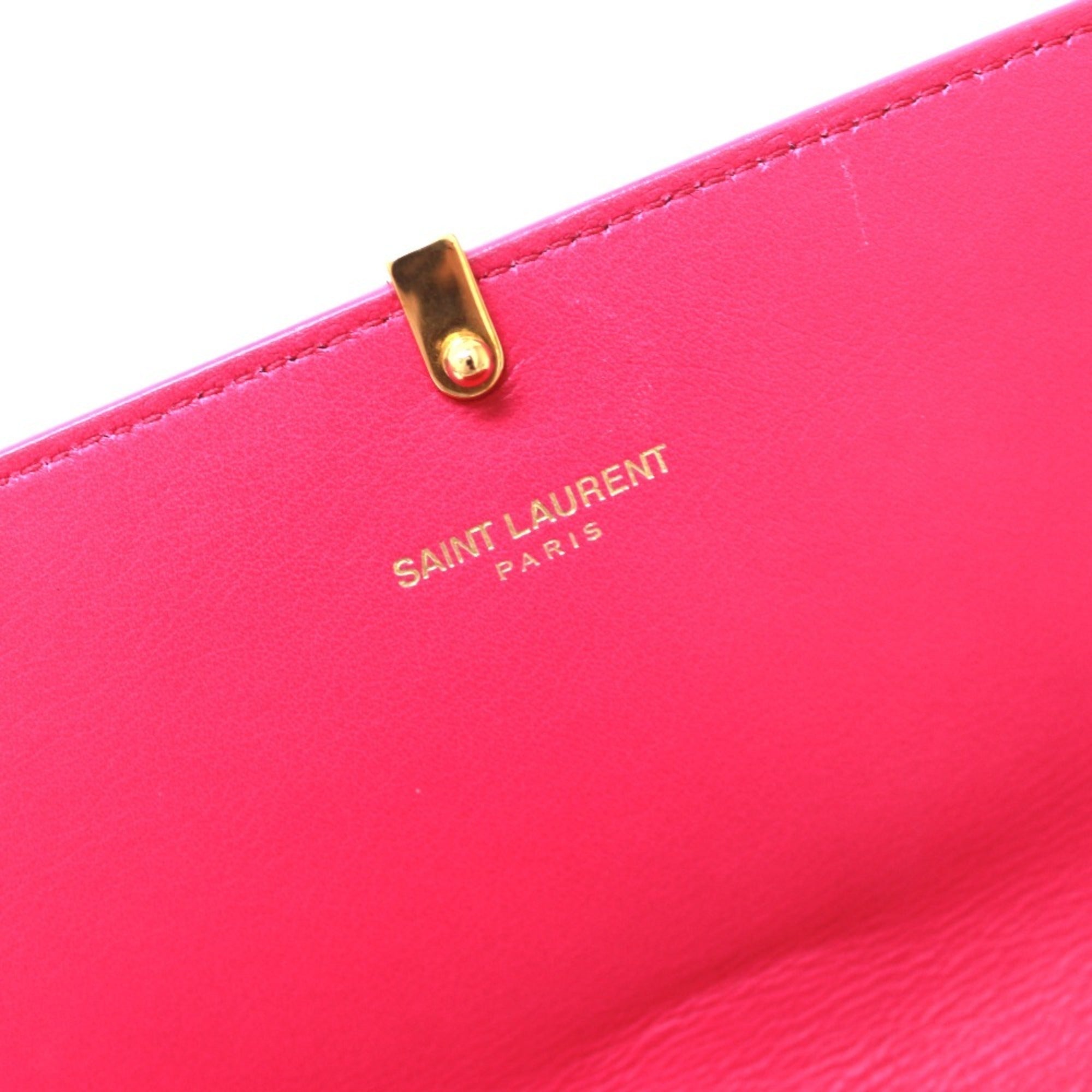 Yves Saint Laurent Pink Leather Long Wallet (Bi-Fold) (Pre-Owned)