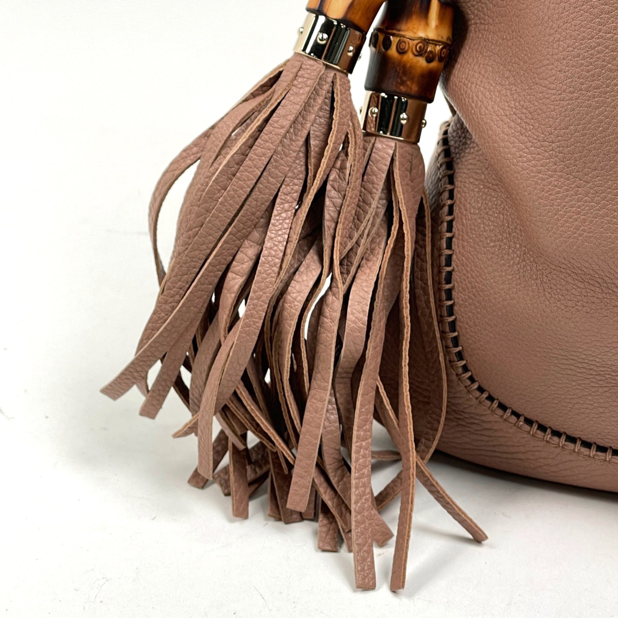 Gucci Beige Bamboo Handbag Shoulder Bag (Pre-Owned)