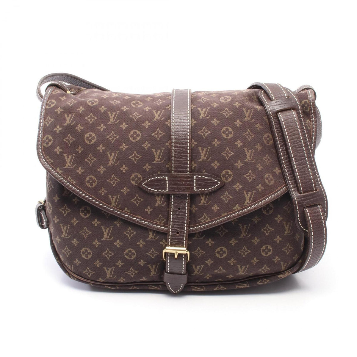 Louis Vuitton Brown Canvas Leather Handbag Shoulder Bag (Pre-Owned)