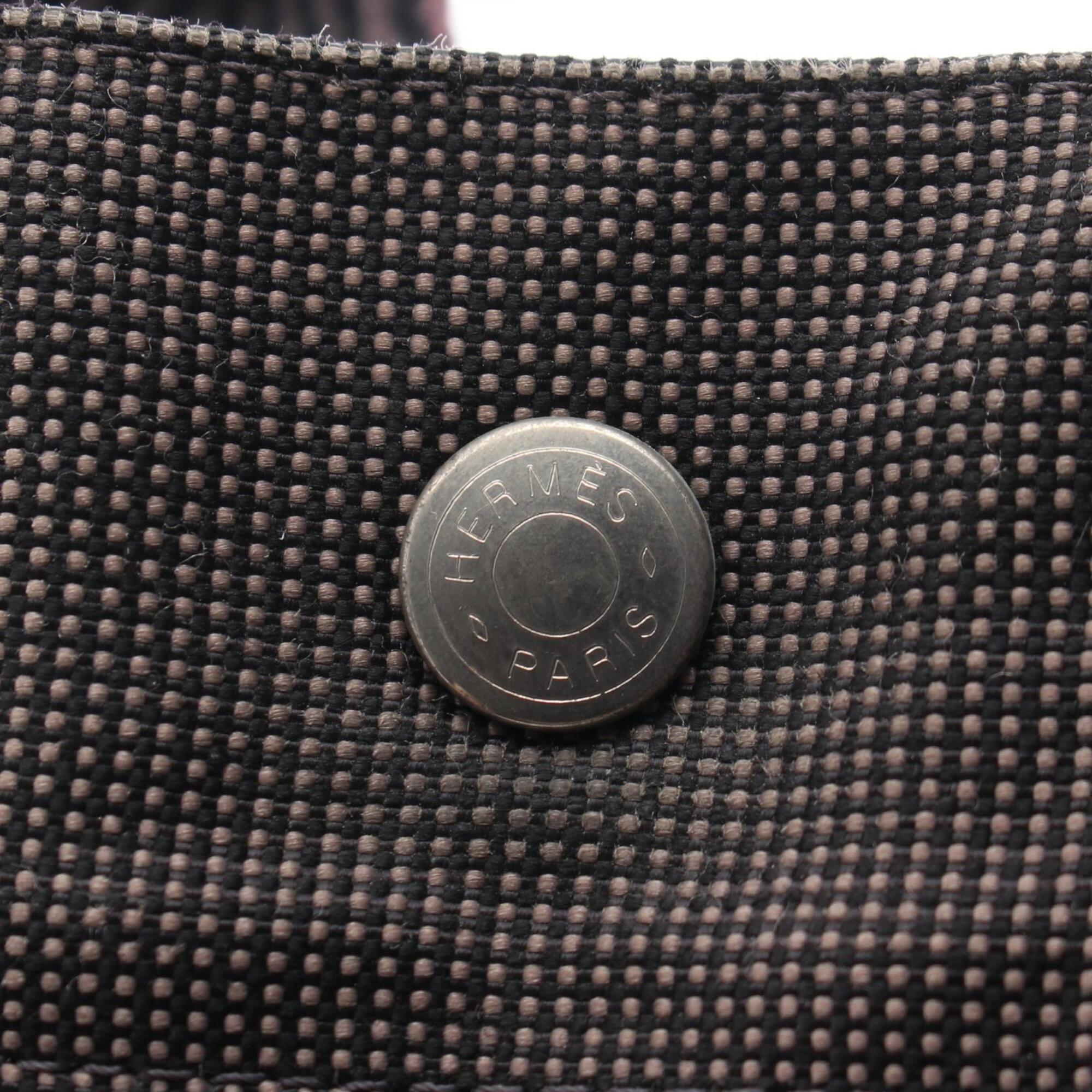 Hermes Gray Canvas Handbag Tote Bag (Pre-Owned)