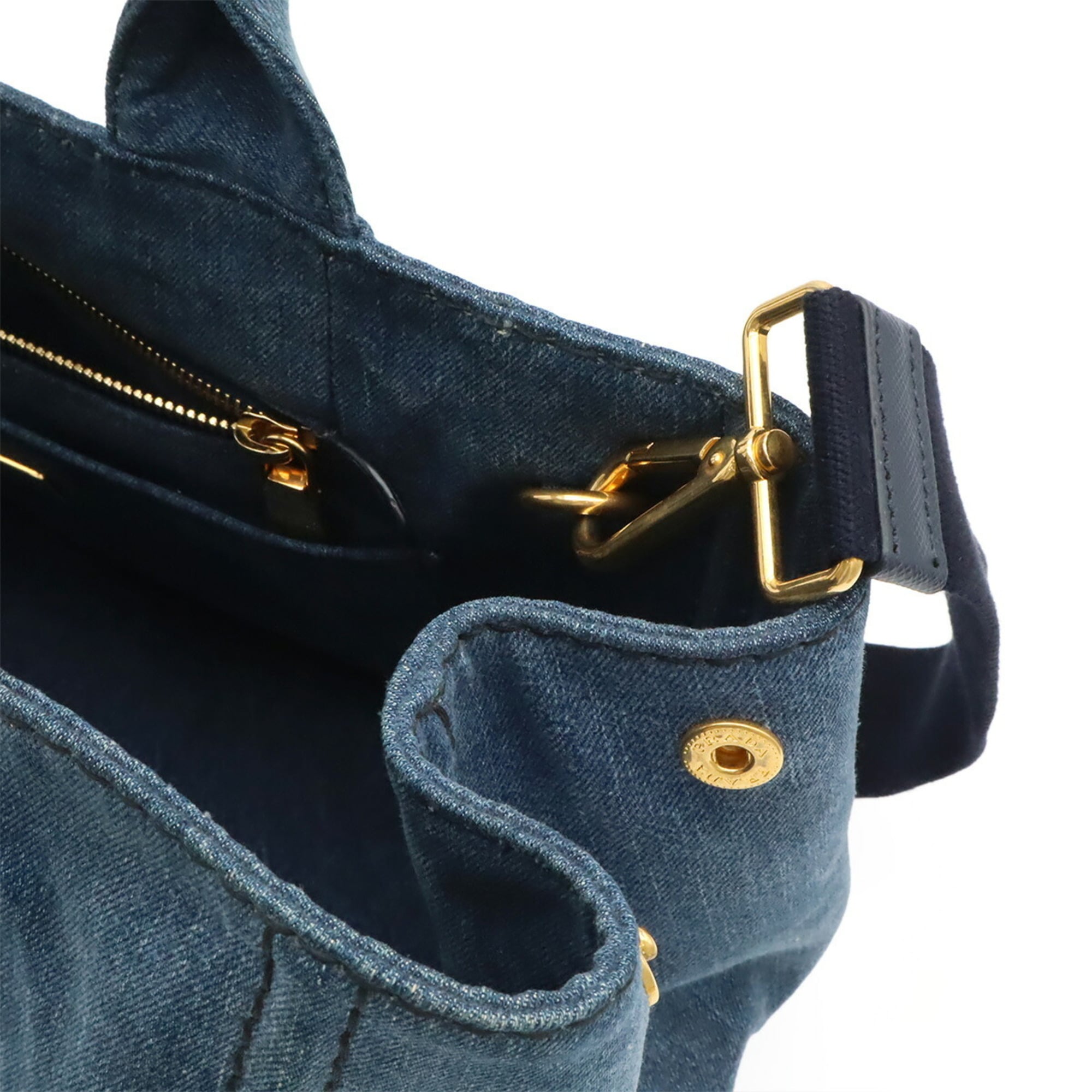 Prada Blue Denim Handbag Shoulder Bag Tote Bag (Pre-Owned)