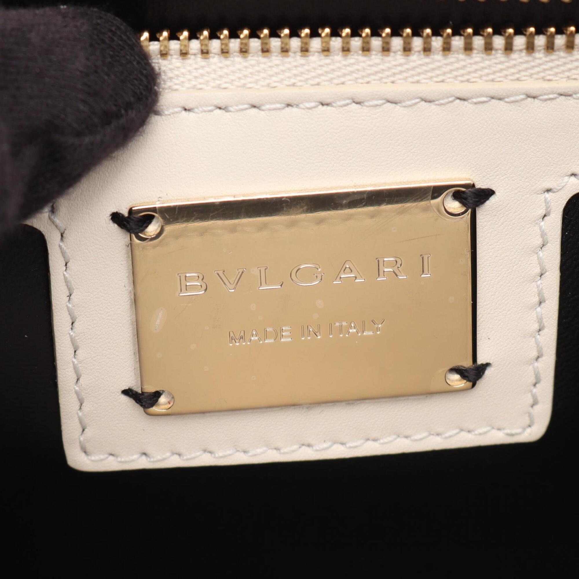 Bvlgari White Leather Handbag Shoulder Bag (Pre-Owned)