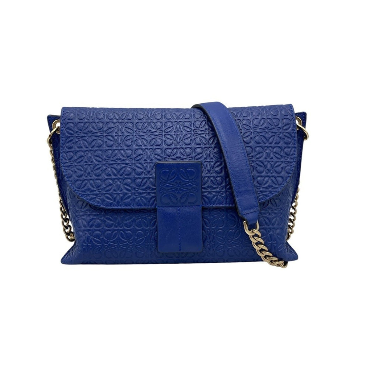 Loewe Avenue Blue Leather Shoulder Bag (Pre-Owned)