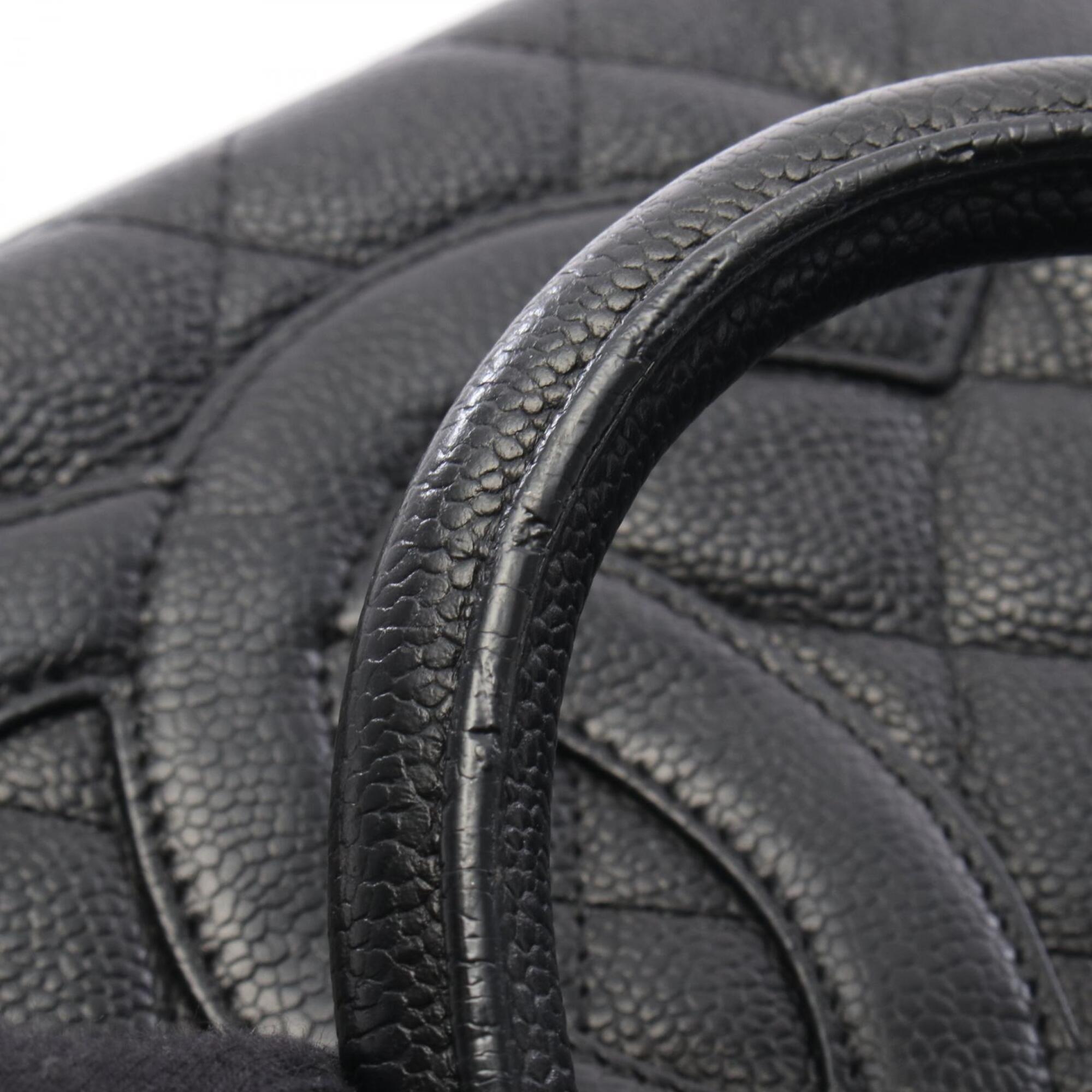 Chanel Black Grained Calfskin Boston Bag Handbag (Pre-Owned)
