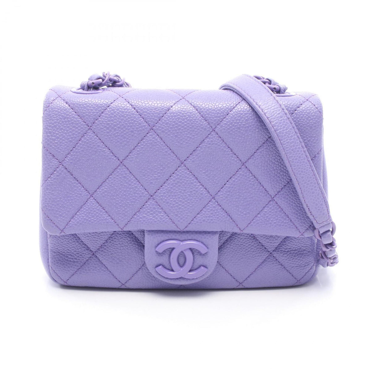 Chanel Purple Grained Calfskin Handbag Shoulder Bag (Pre-Owned)