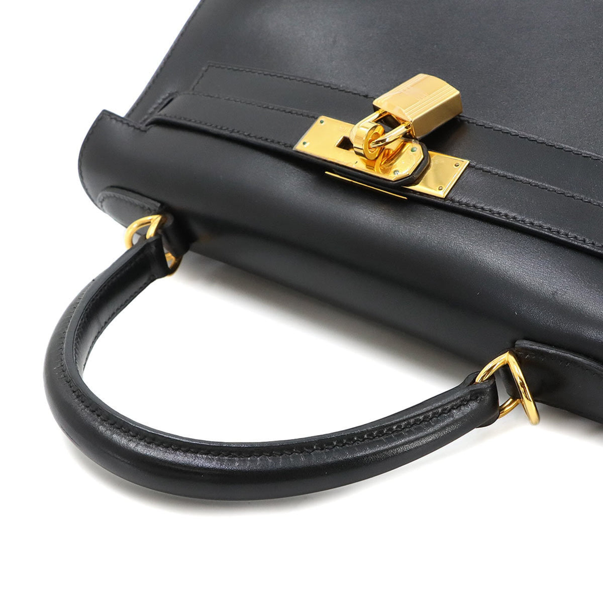 Hermes Kelly Black Box Calf Leather Handbag (Pre-Owned)